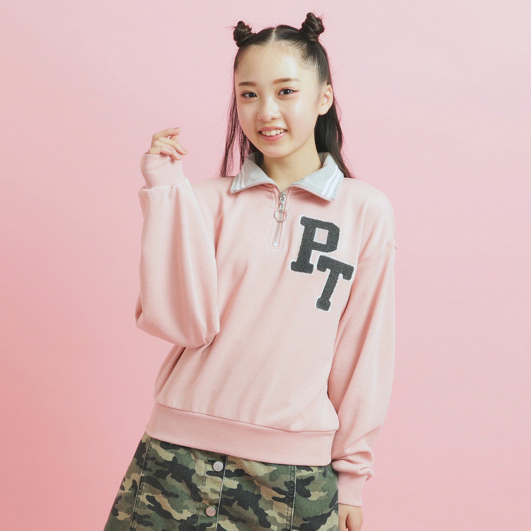 PINK-latte「ハーフジップ刺繍トレーナー」|その他|