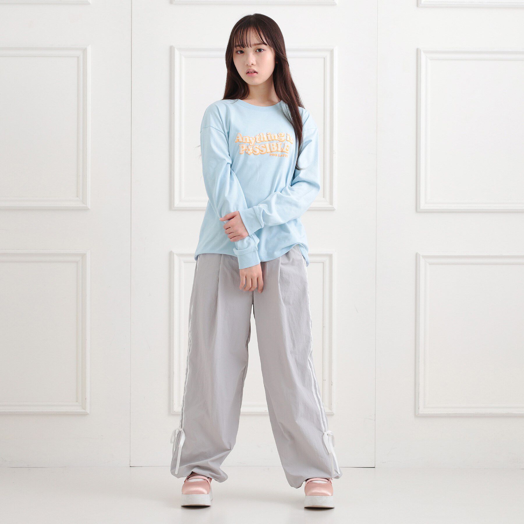 PINK-latte「ロゴ発砲プリントロンT」|Tシャツ・カットソー|