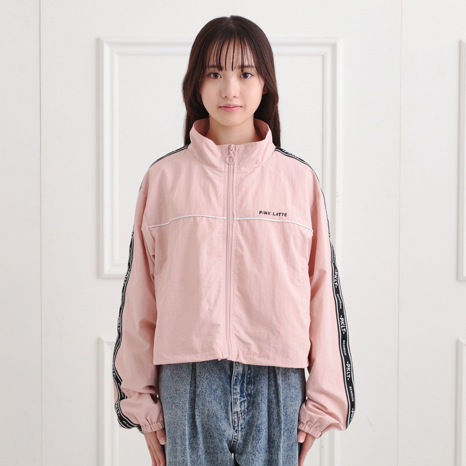 PINK-latte「ロゴラインブルゾン」|ブルゾン・スタジャン|