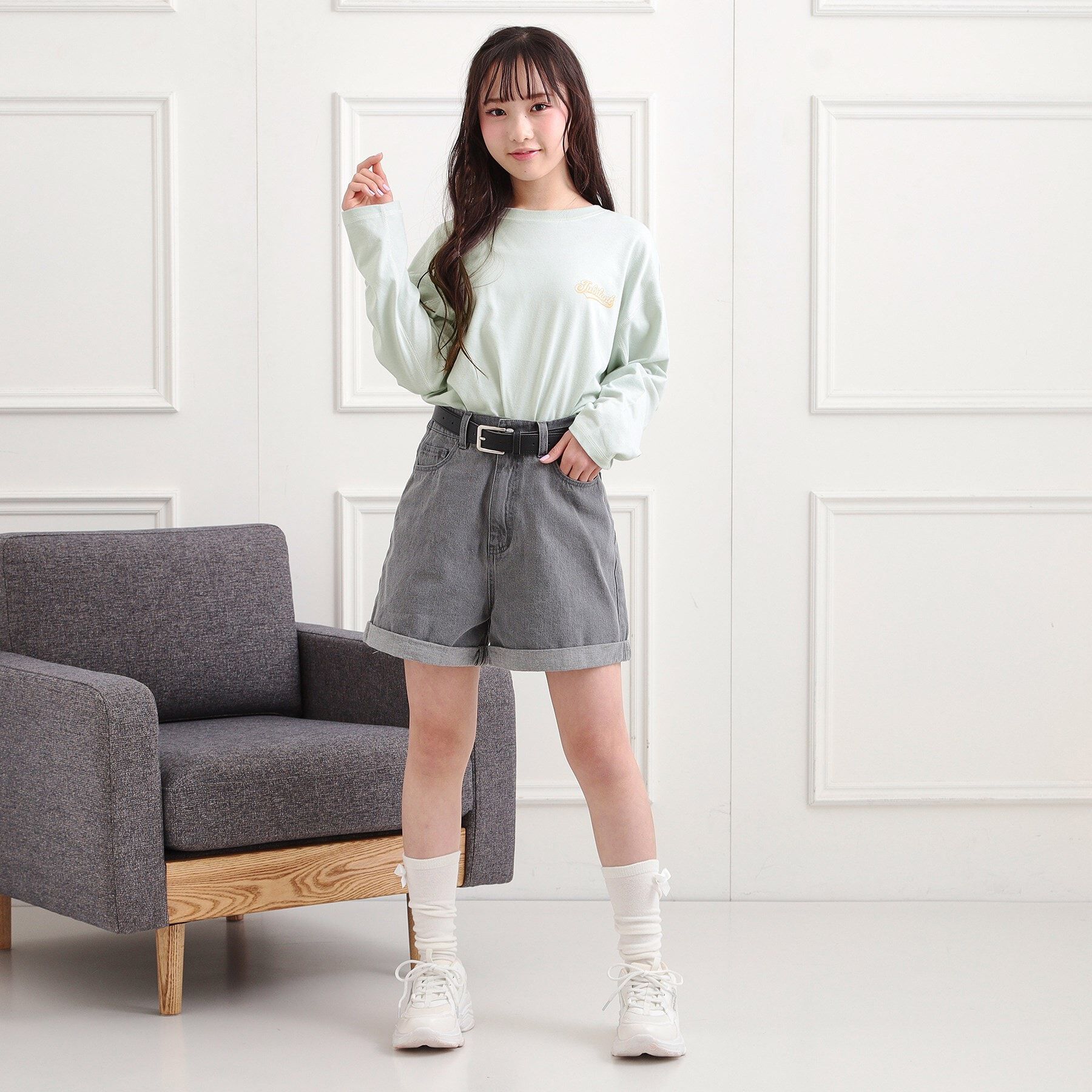 PINK-latte「配色ステッチロンT」|Tシャツ・カットソー|