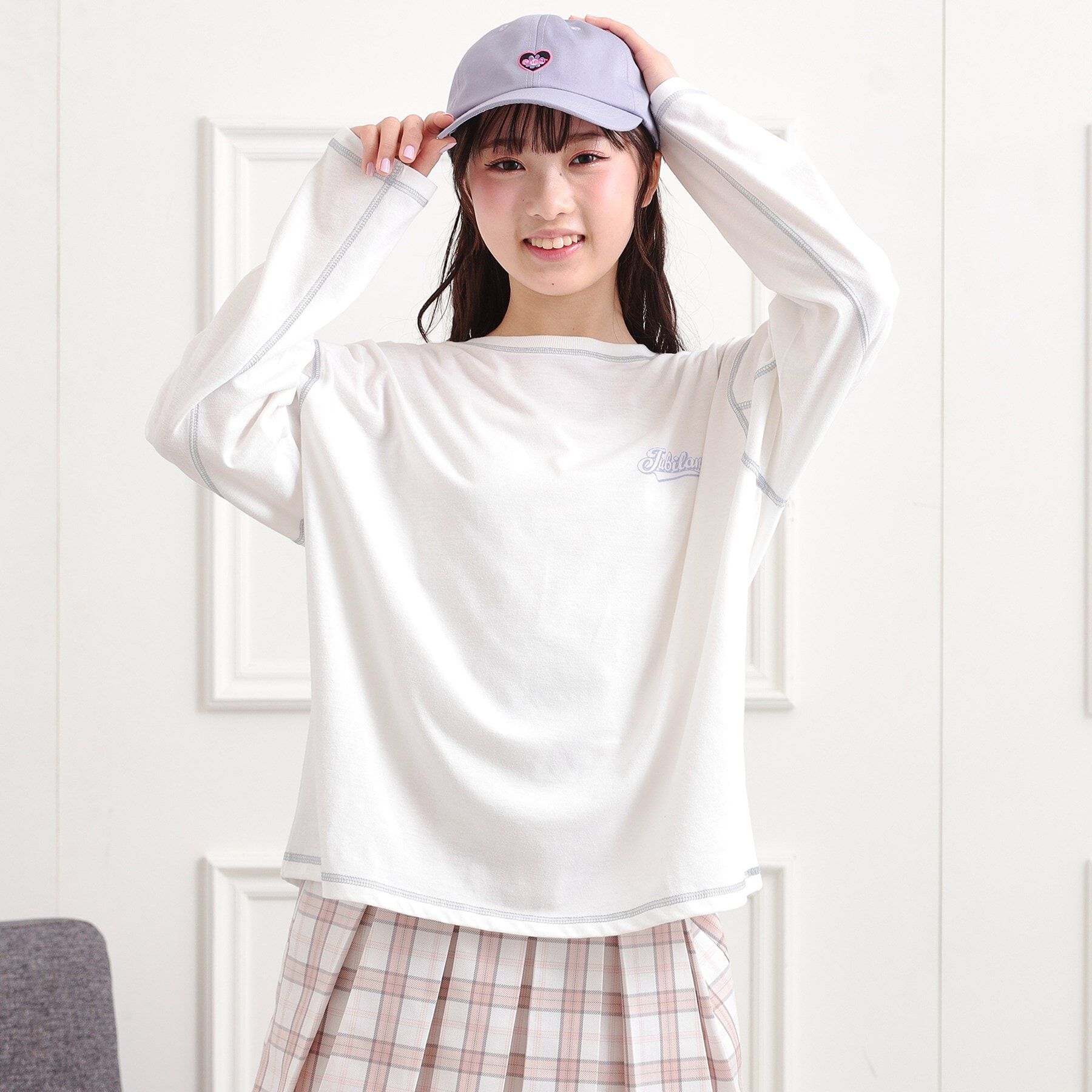 PINK-latte「配色ステッチロンT」|Tシャツ・カットソー|