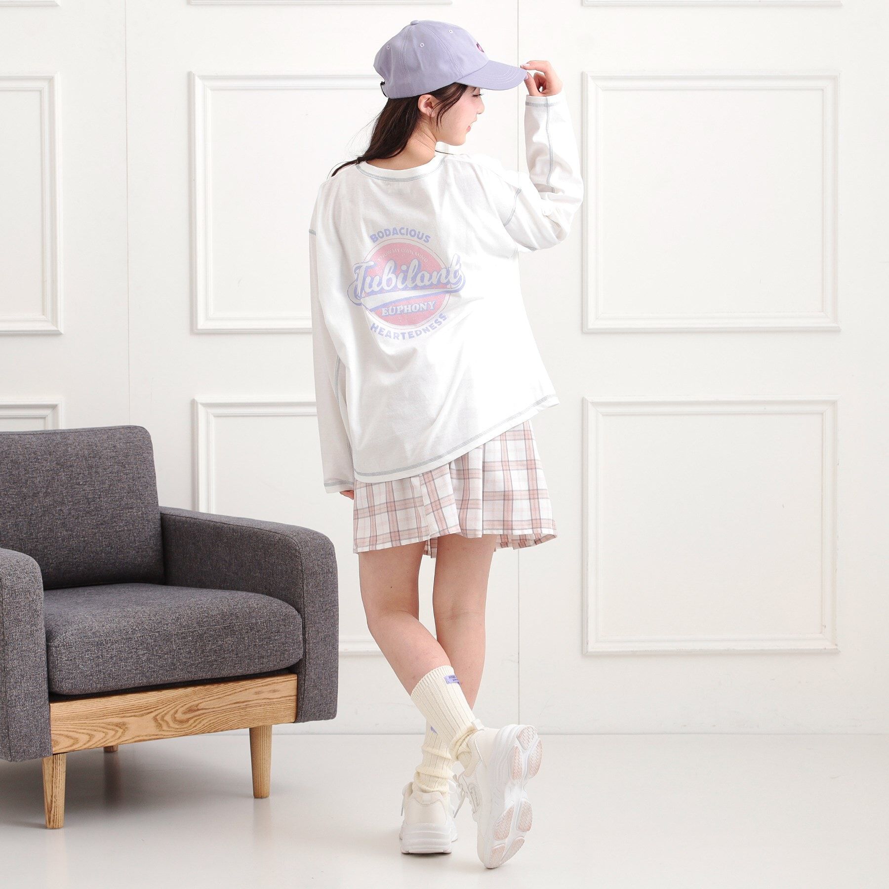 PINK-latte「配色ステッチロンT」|Tシャツ・カットソー|