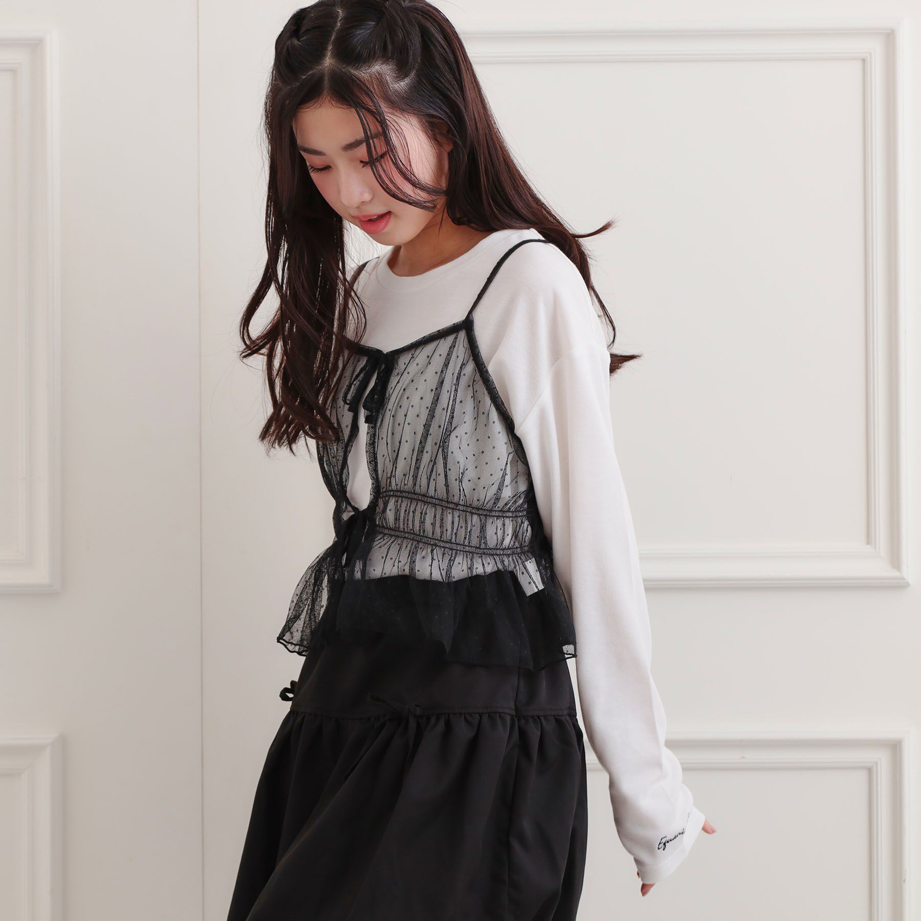 PINK-latte「ドットチュールキャミ＋ロンTセット」|その他|