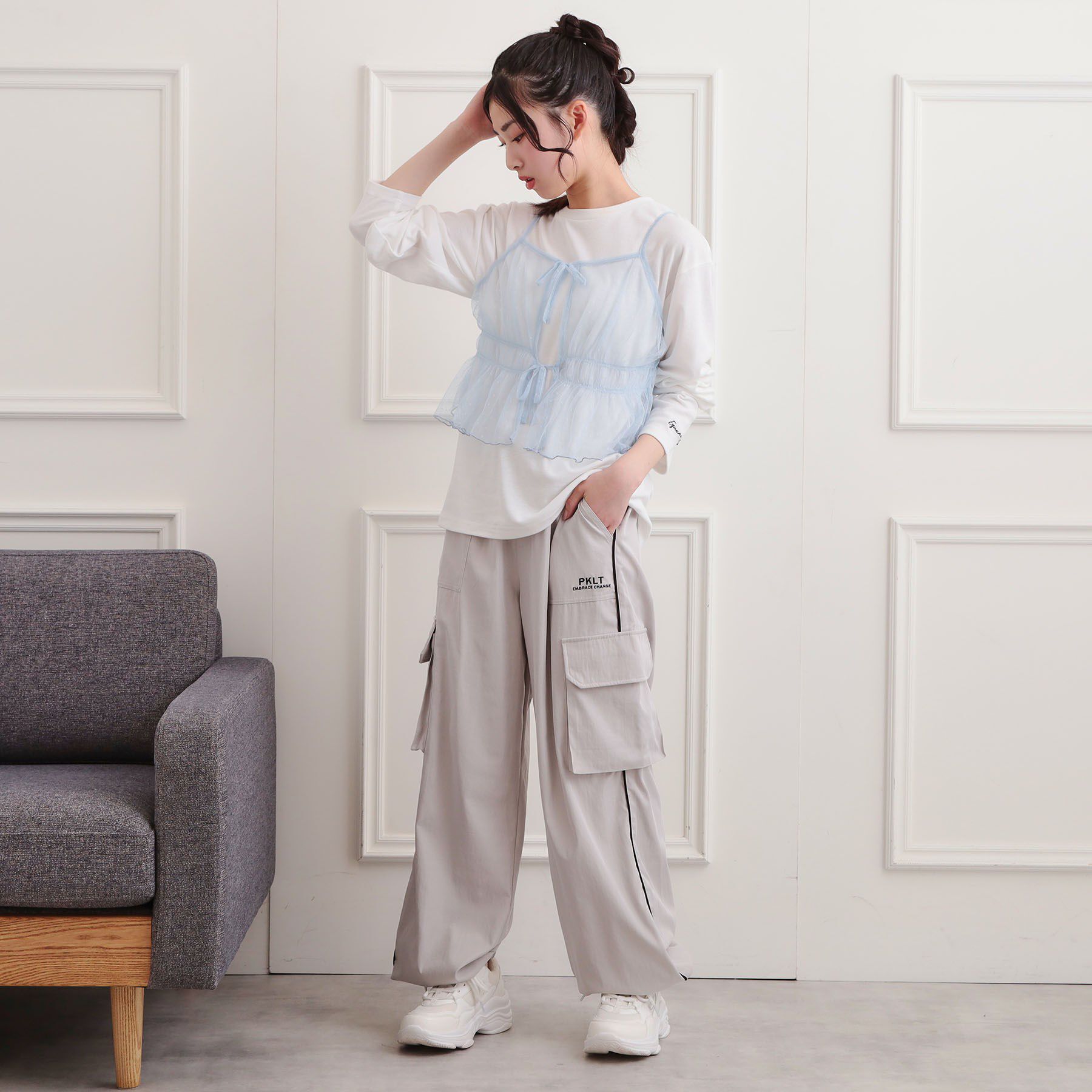 PINK-latte「ドットチュールキャミ＋ロンTセット」|その他|