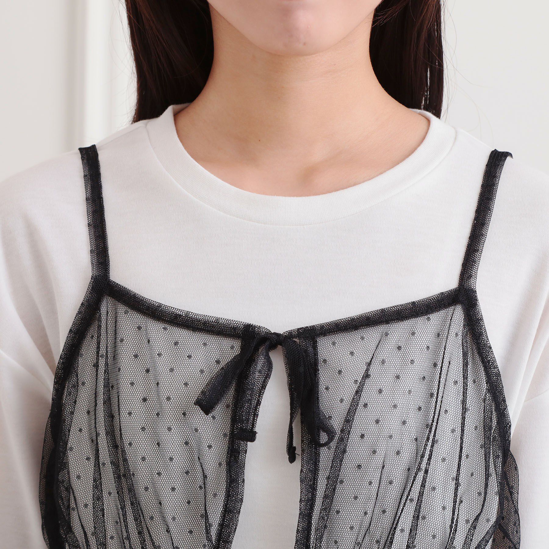 PINK-latte「ドットチュールキャミ＋ロンTセット」|その他|