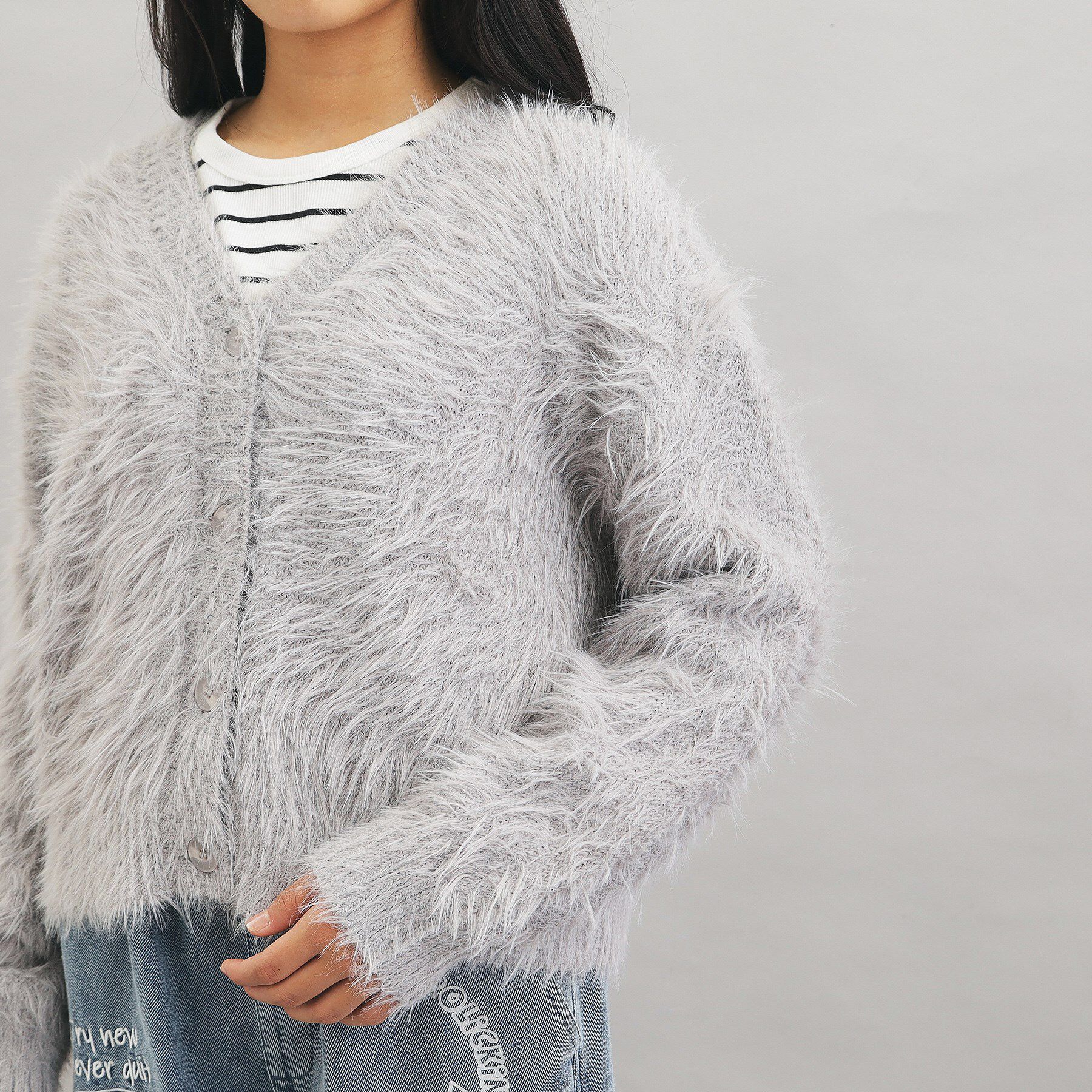 PINK-latte「ウォッシャブルロゴシャギーニットカーディガン」|カーディガン|