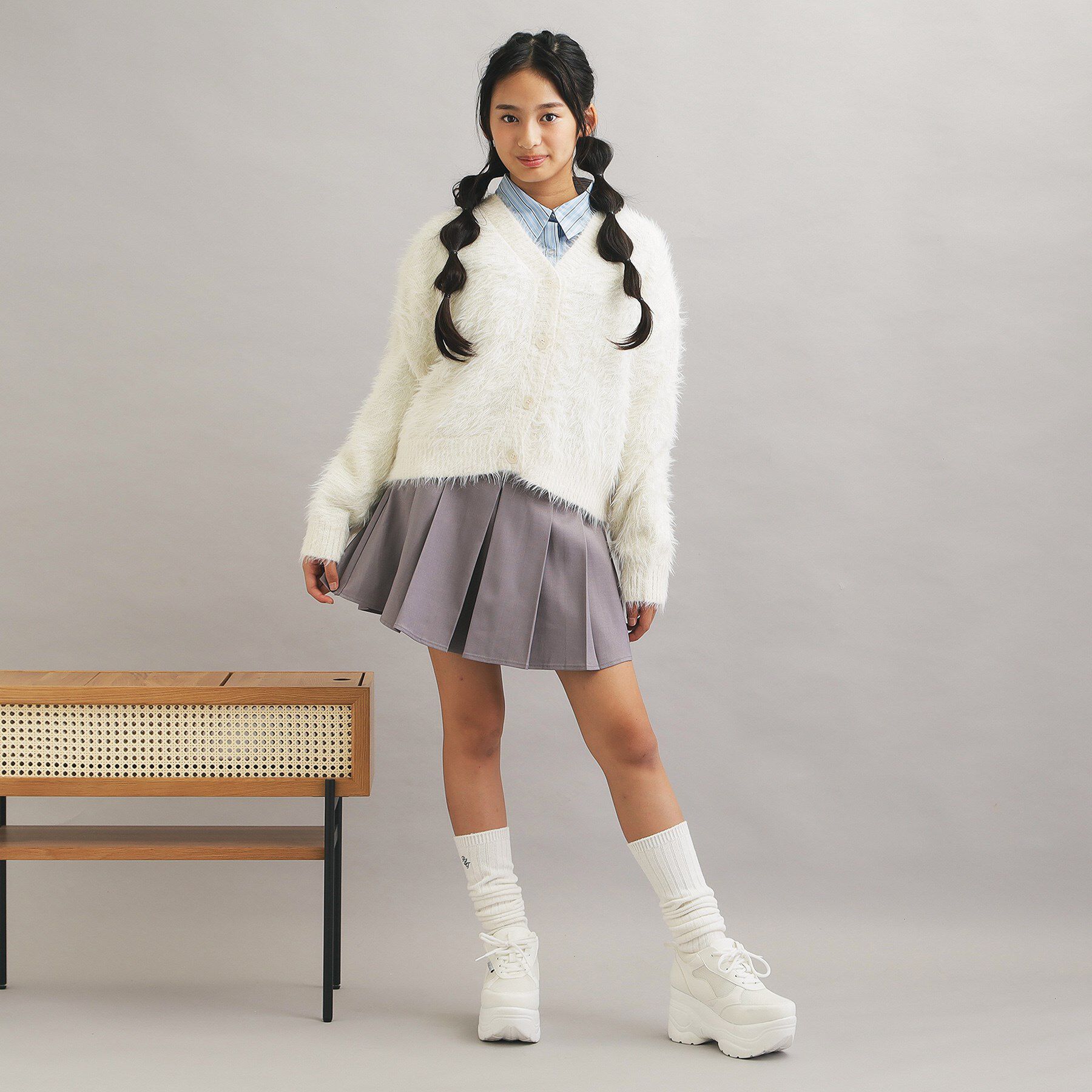 PINK-latte「ウォッシャブルロゴシャギーニットカーディガン」|カーディガン|