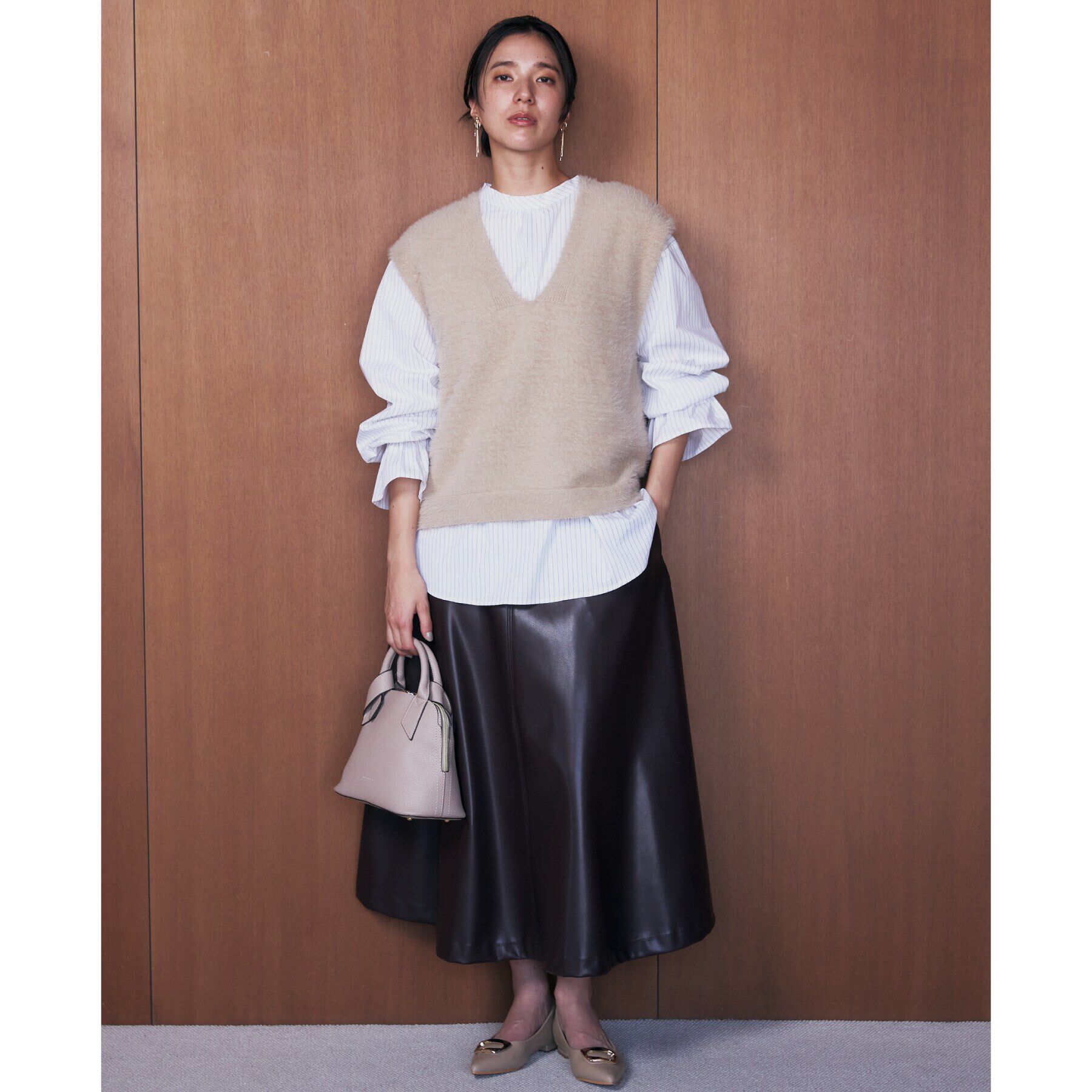THE SHOP TK「合皮フレアスカート」|スカート|