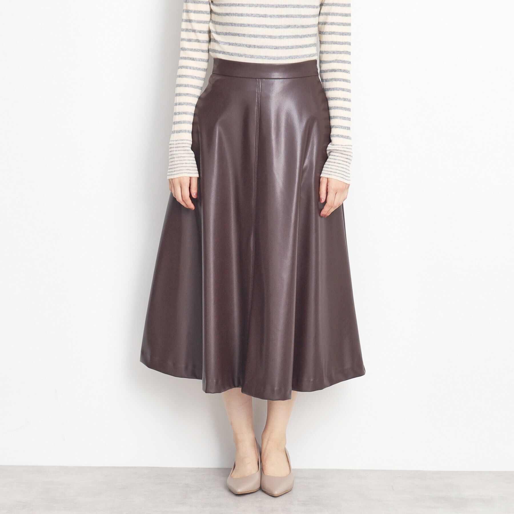 THE SHOP TK「合皮フレアスカート」|スカート|