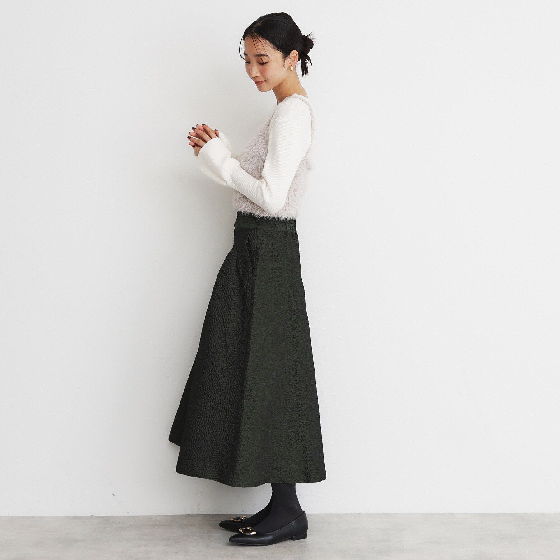 THE SHOP TK「ふくれジャカードフレアスカート」|スカート|