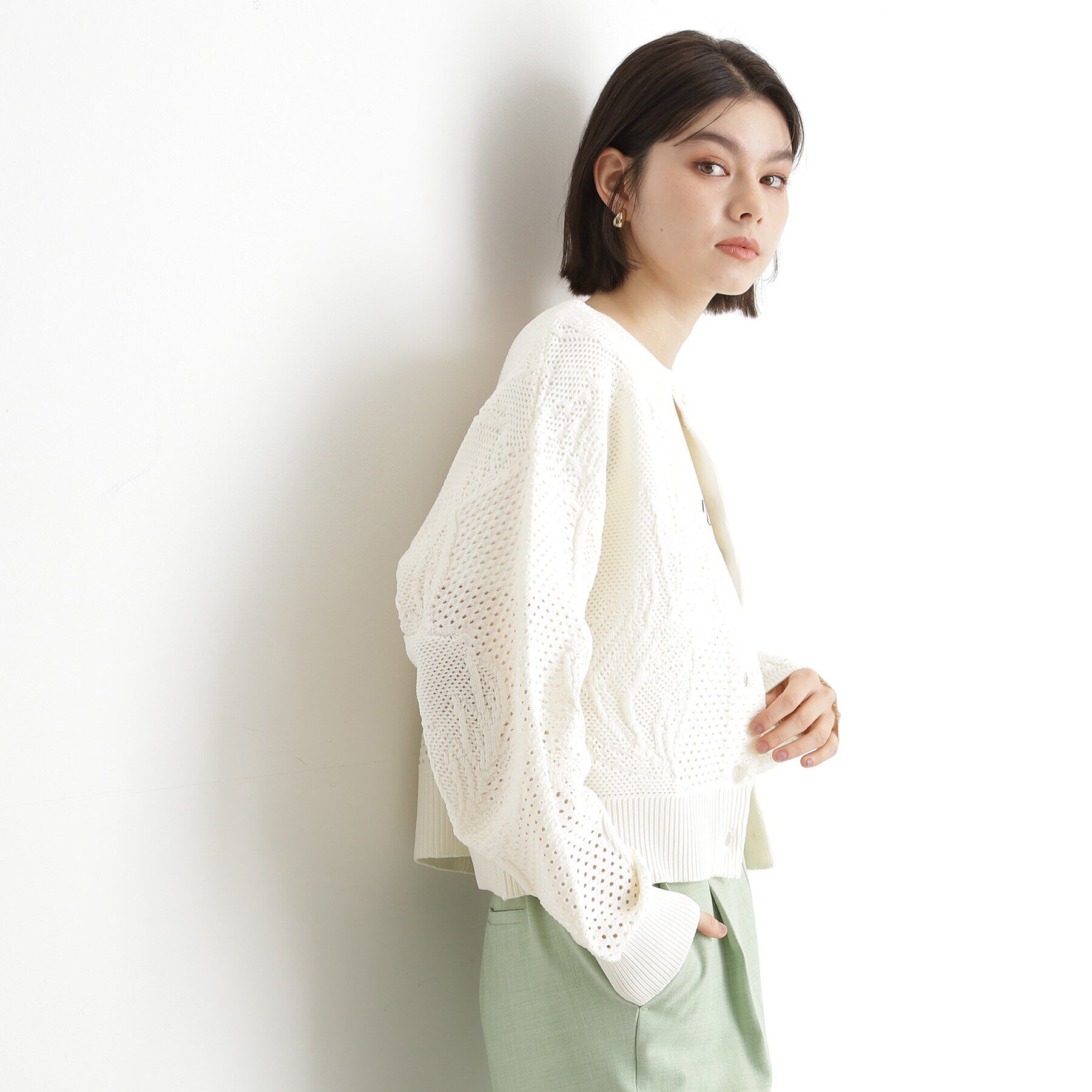 THE SHOP TK「レース編みカーディガン【前後2WAY】」|ニット・セーター|