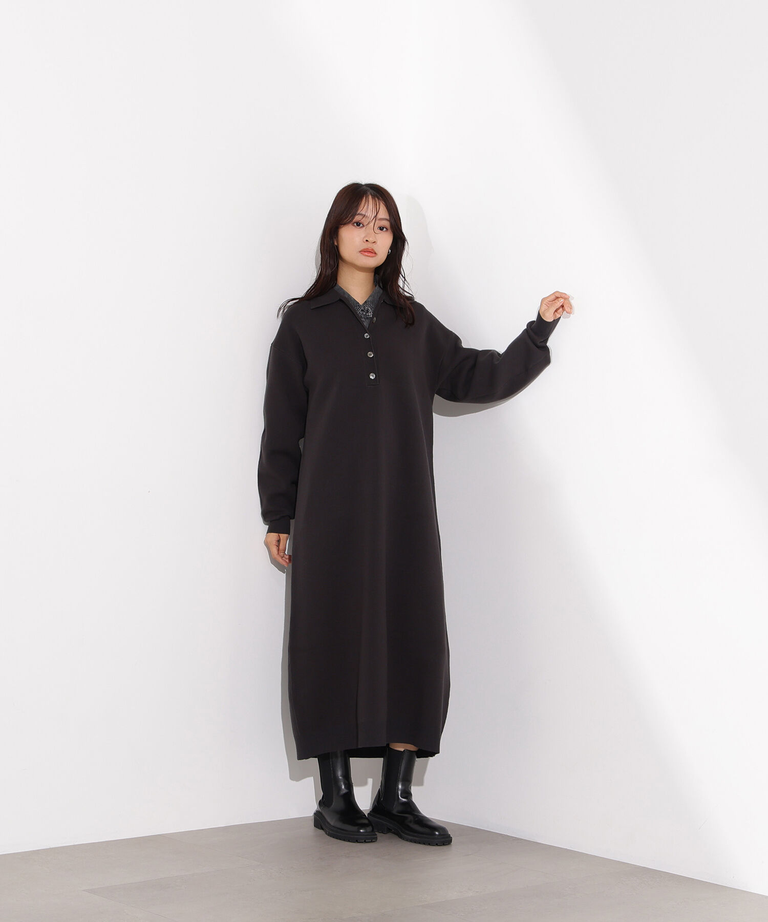  「スキッパーネックニットワンピース」|スカート|