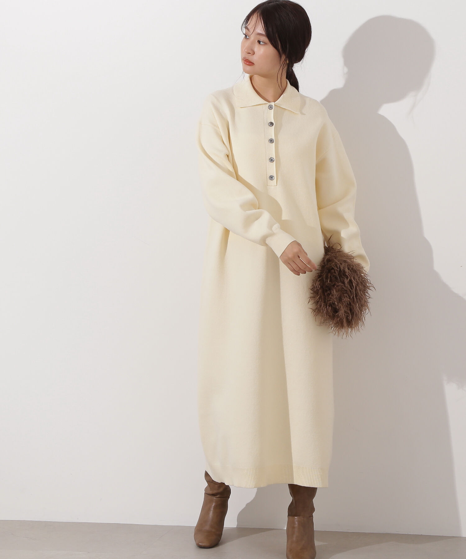  「スキッパーネックニットワンピース」|スカート|