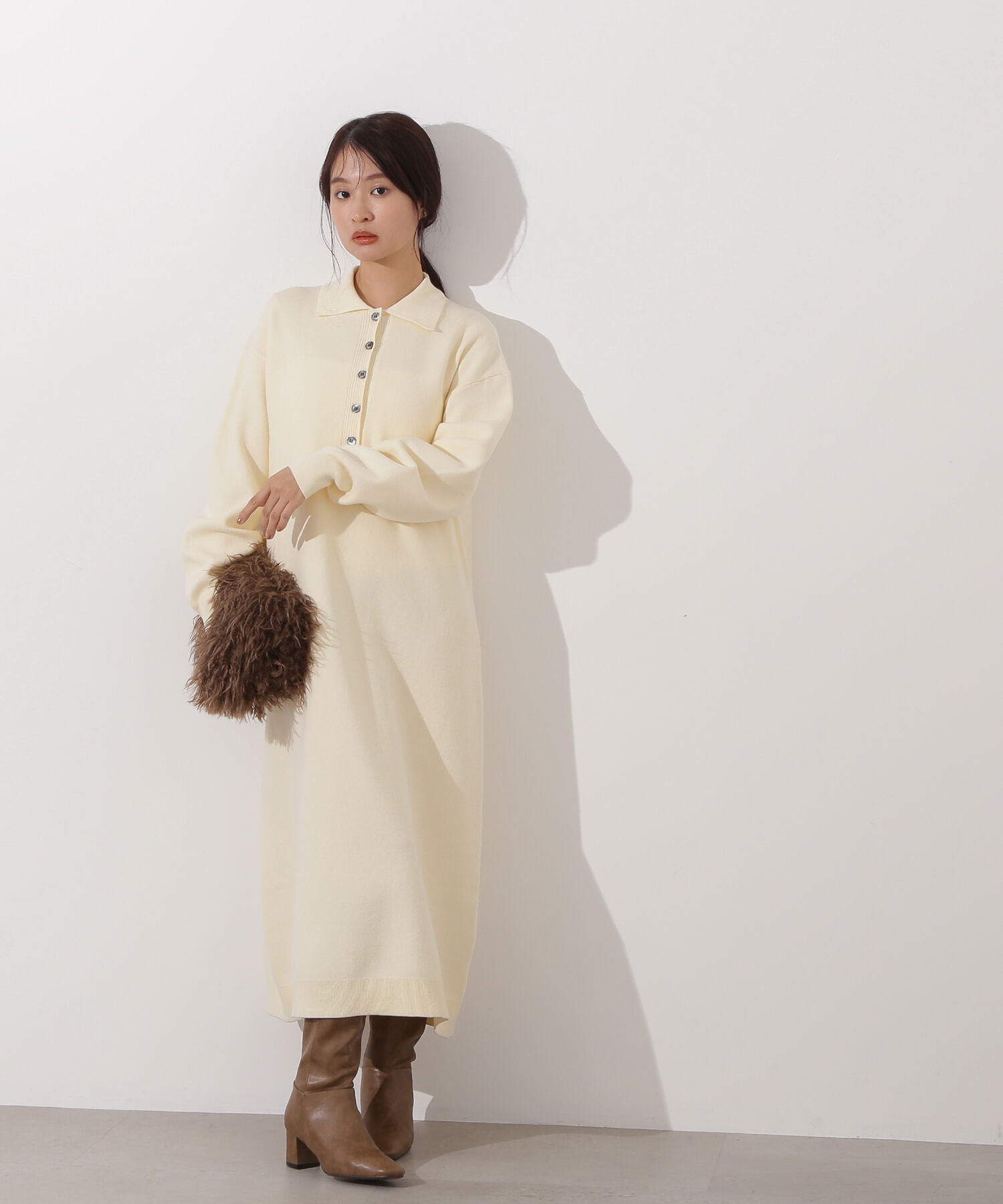  「スキッパーネックニットワンピース」|スカート|