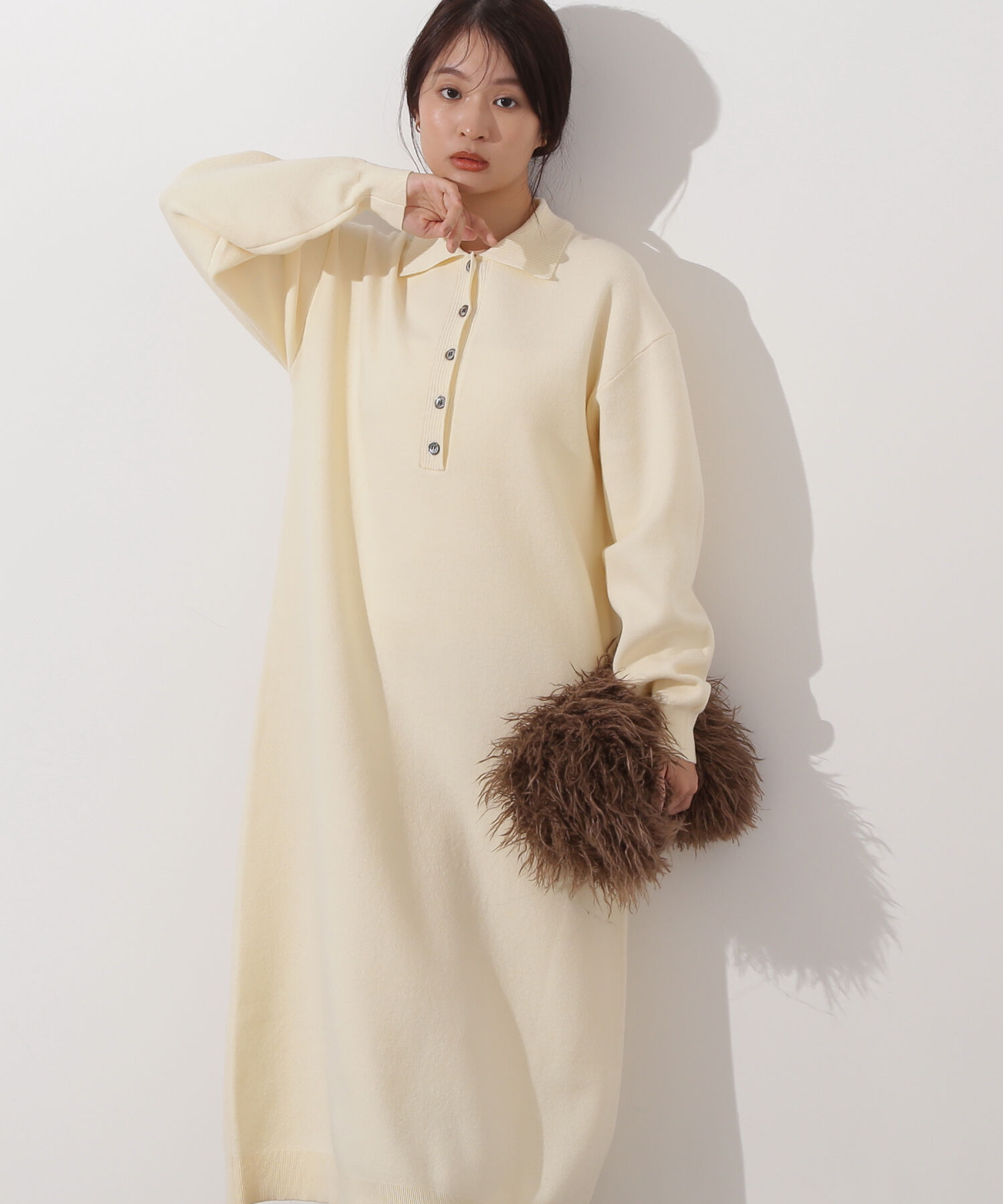  「スキッパーネックニットワンピース」|スカート|