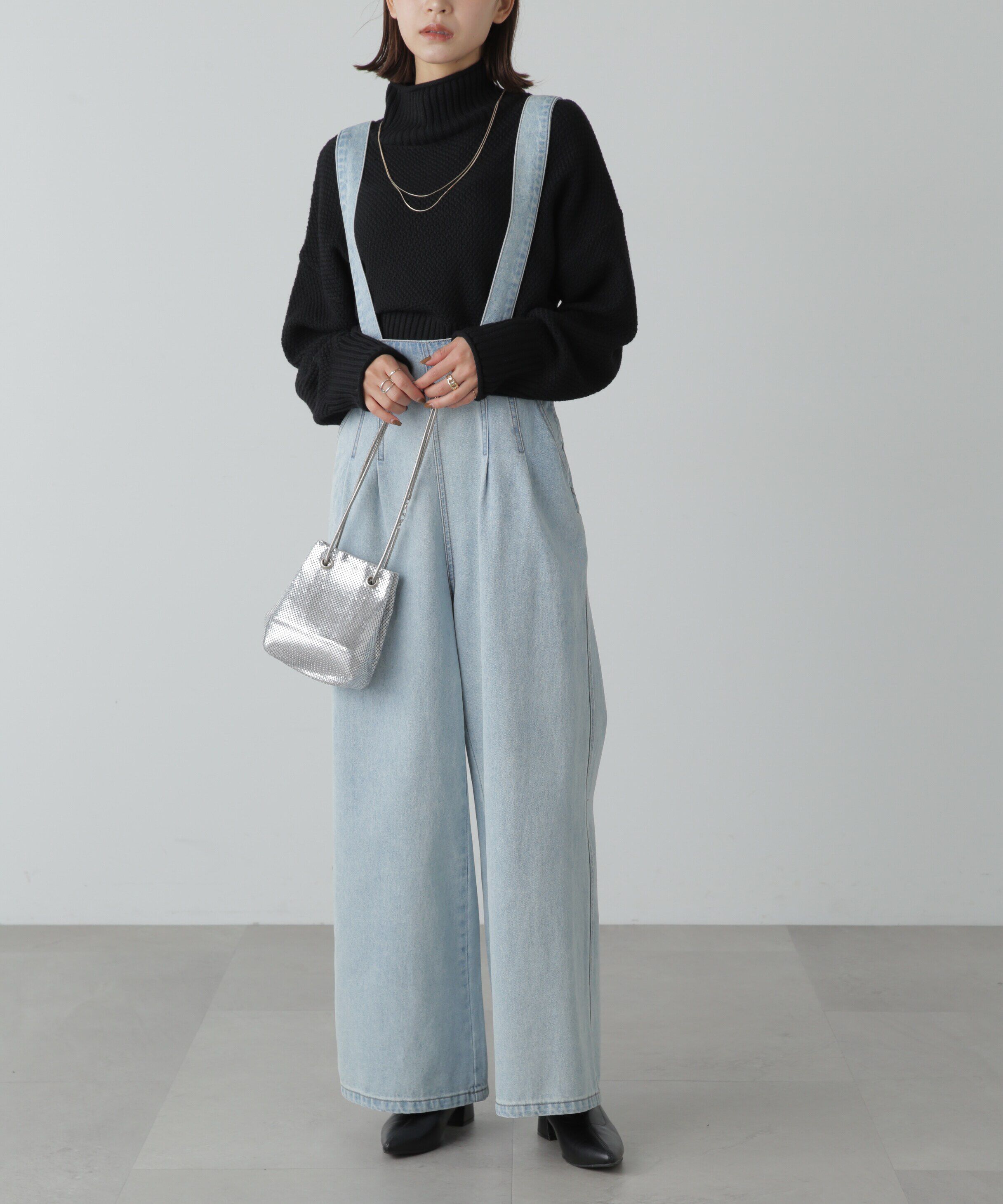  「4者混鹿の子ショート丈タートルネックニット」|ニット・セーター|