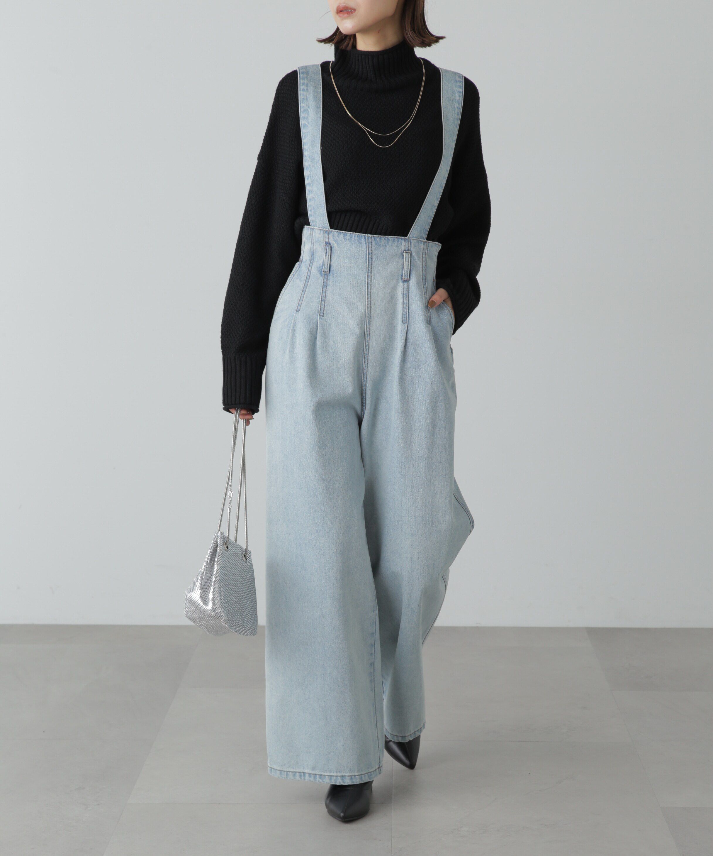  「4者混鹿の子ショート丈タートルネックニット」|ニット・セーター|