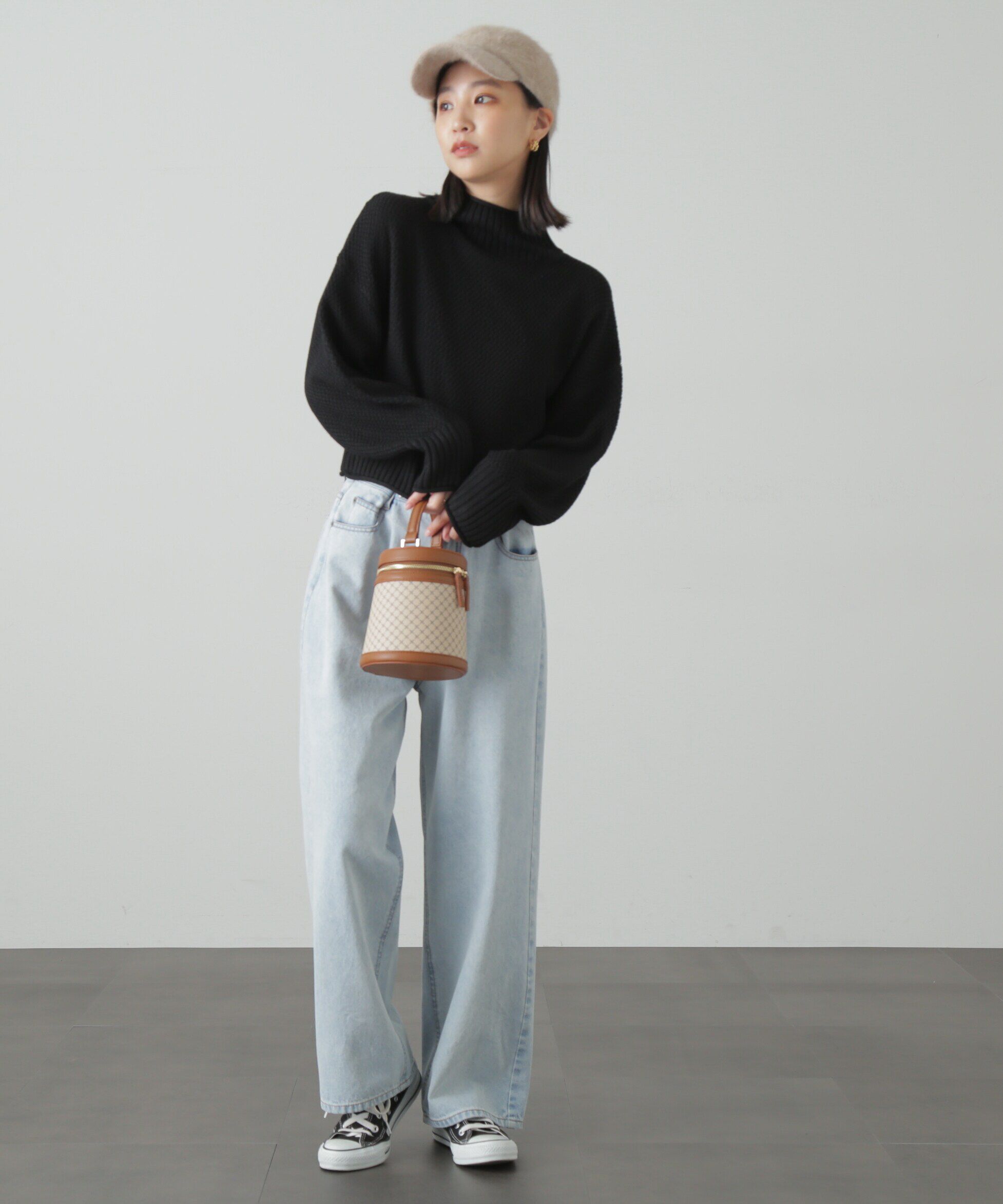  「4者混鹿の子ショート丈タートルネックニット」|ニット・セーター|