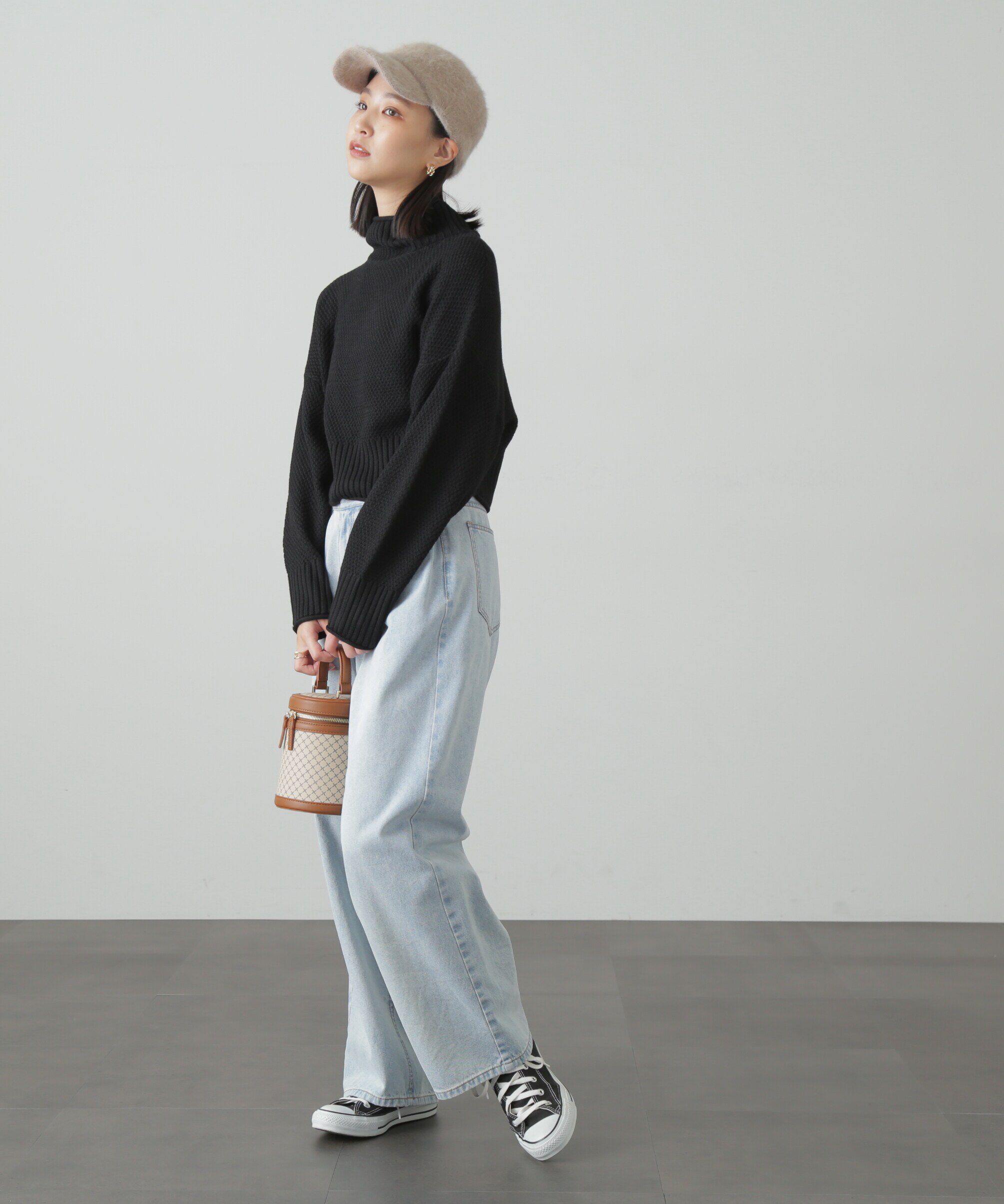  「4者混鹿の子ショート丈タートルネックニット」|ニット・セーター|