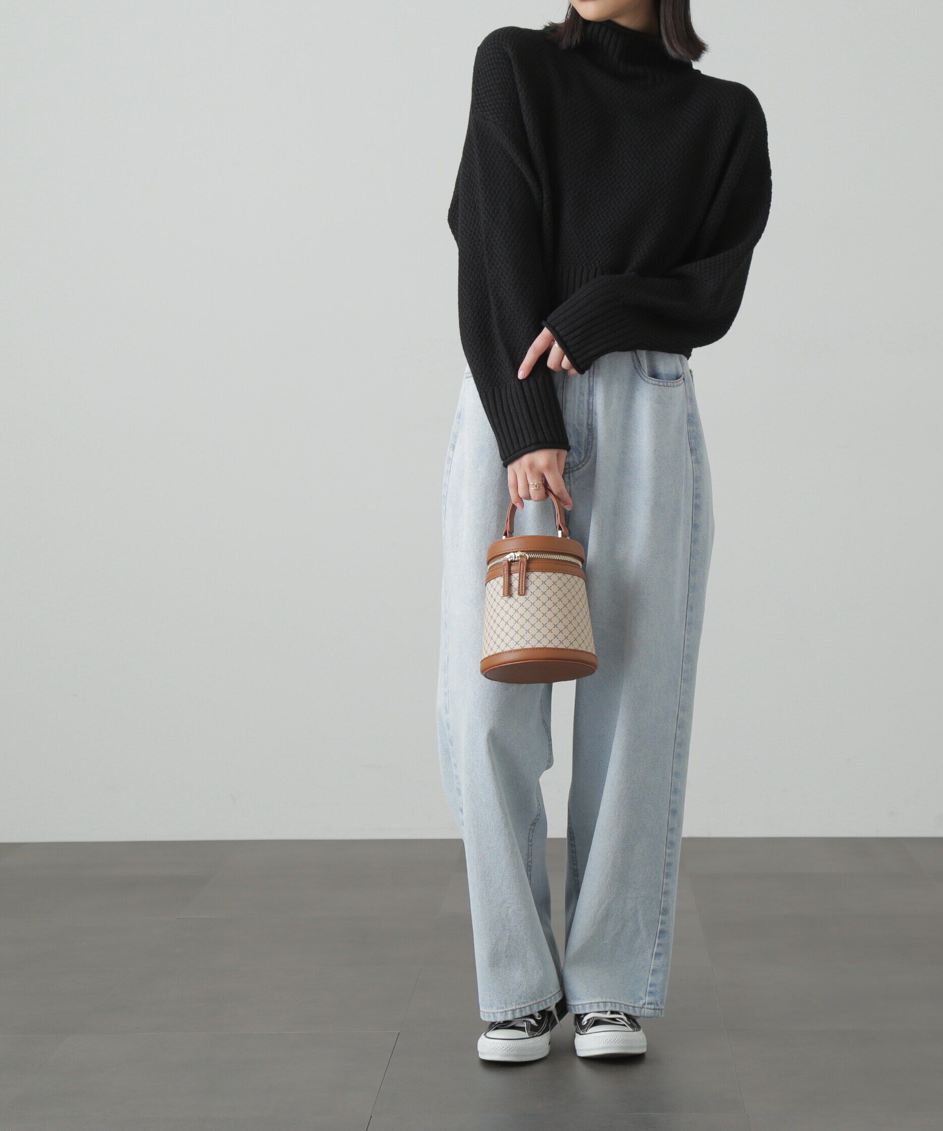  「4者混鹿の子ショート丈タートルネックニット」|ニット・セーター|