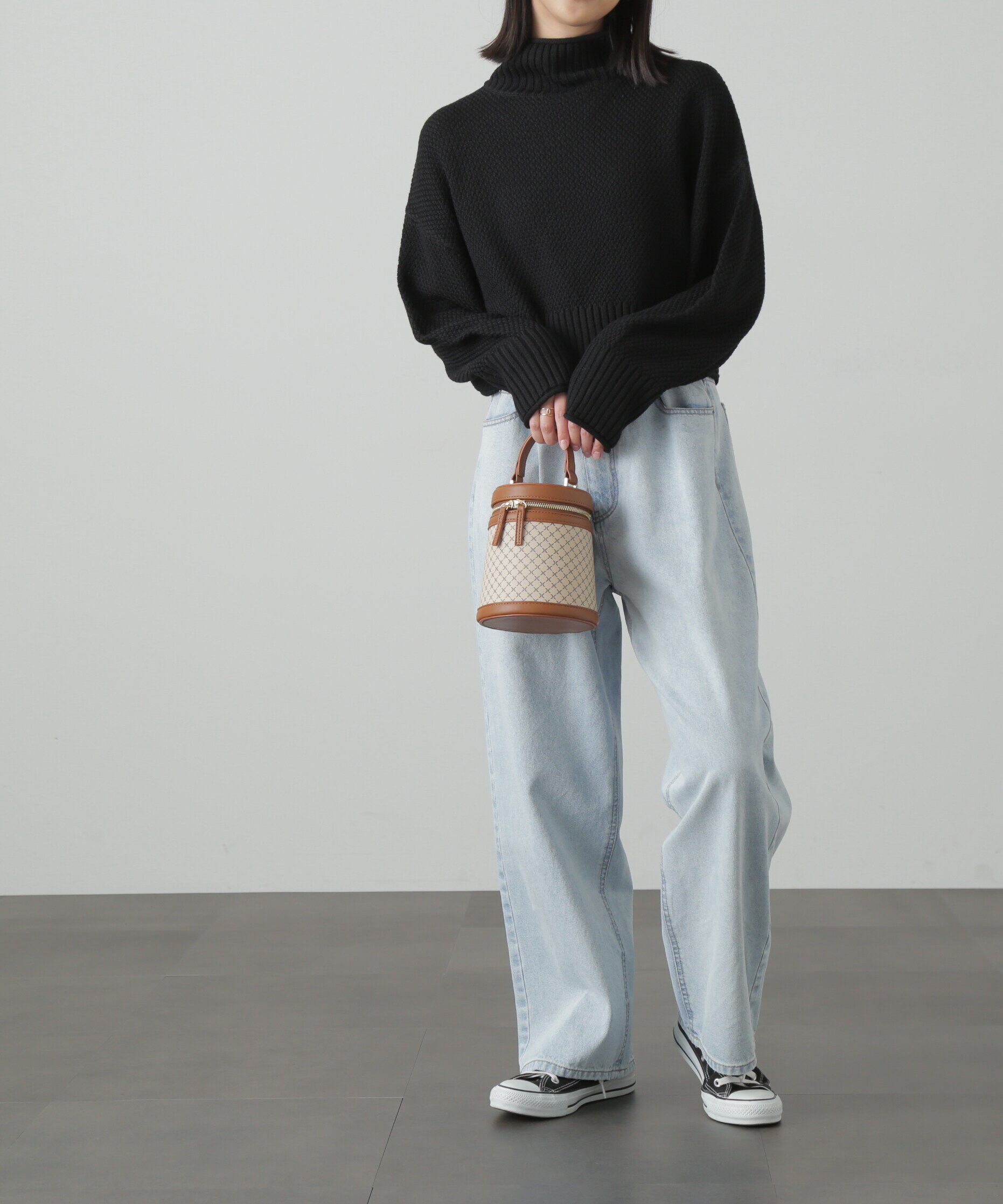  「4者混鹿の子ショート丈タートルネックニット」|ニット・セーター|