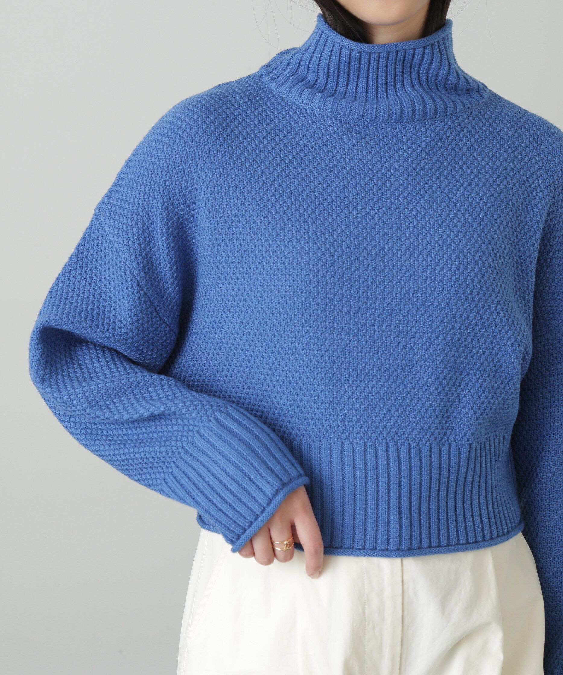  「4者混鹿の子ショート丈タートルネックニット」|ニット・セーター|