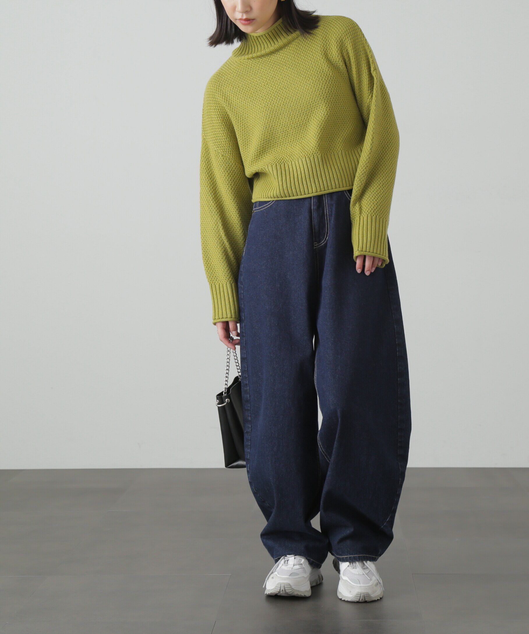  「4者混鹿の子ショート丈タートルネックニット」|ニット・セーター|