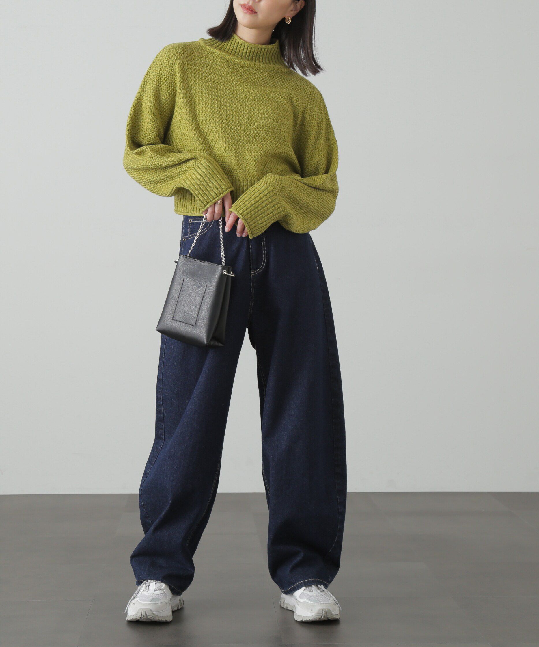  「4者混鹿の子ショート丈タートルネックニット」|ニット・セーター|