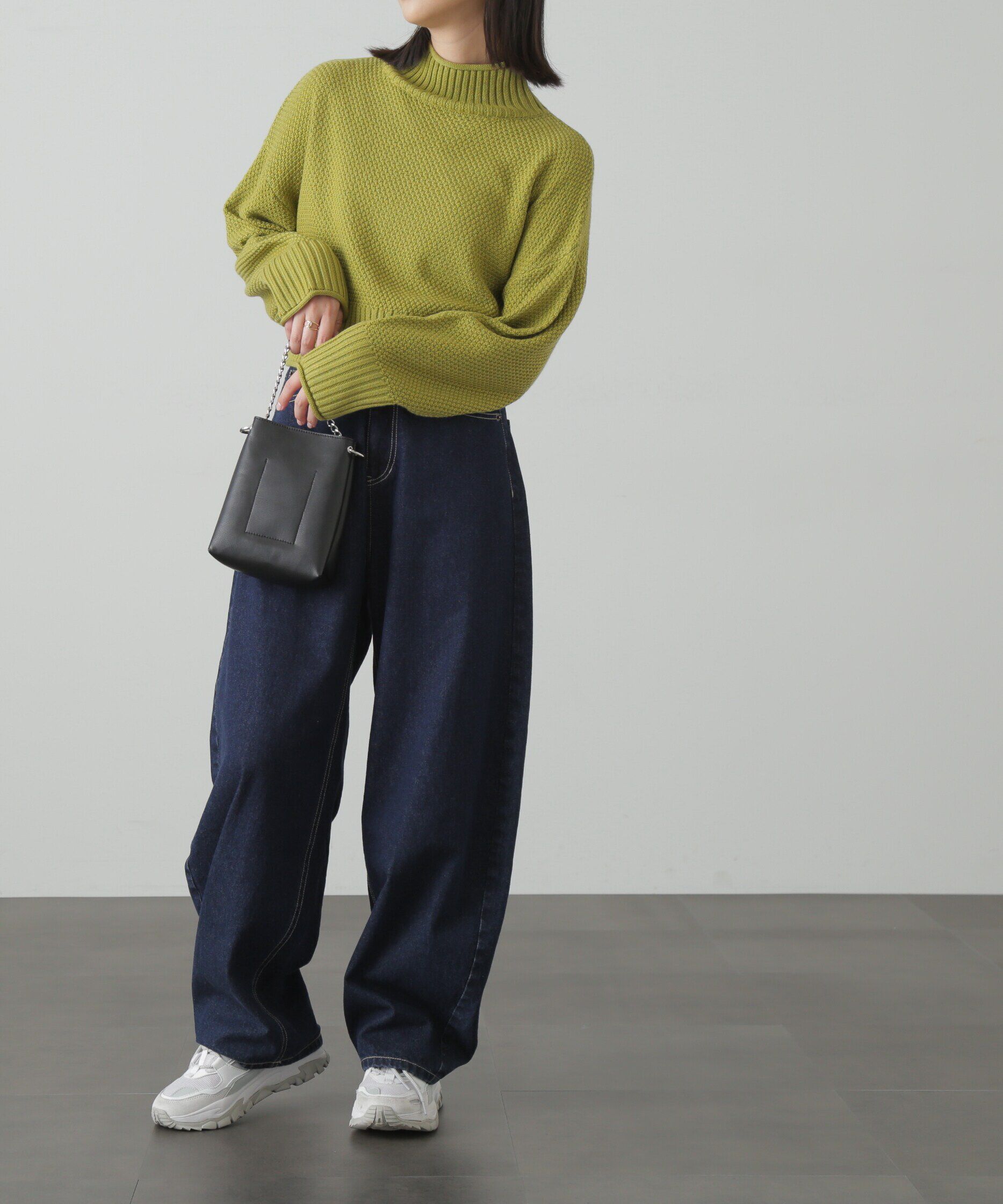  「4者混鹿の子ショート丈タートルネックニット」|ニット・セーター|