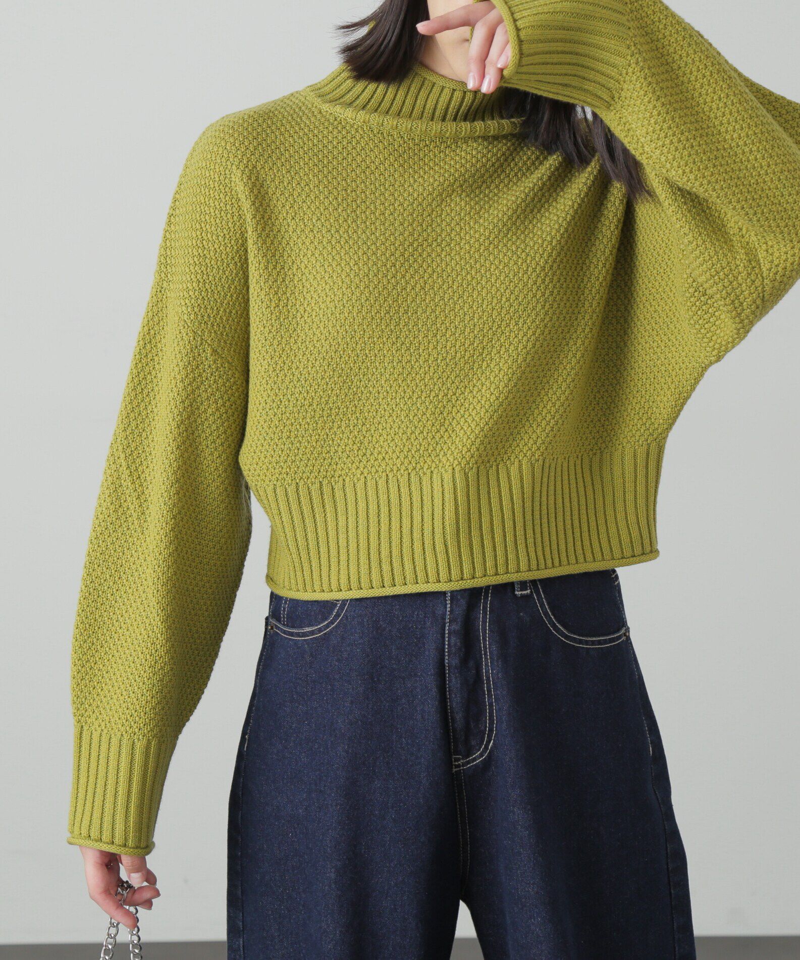  「4者混鹿の子ショート丈タートルネックニット」|ニット・セーター|