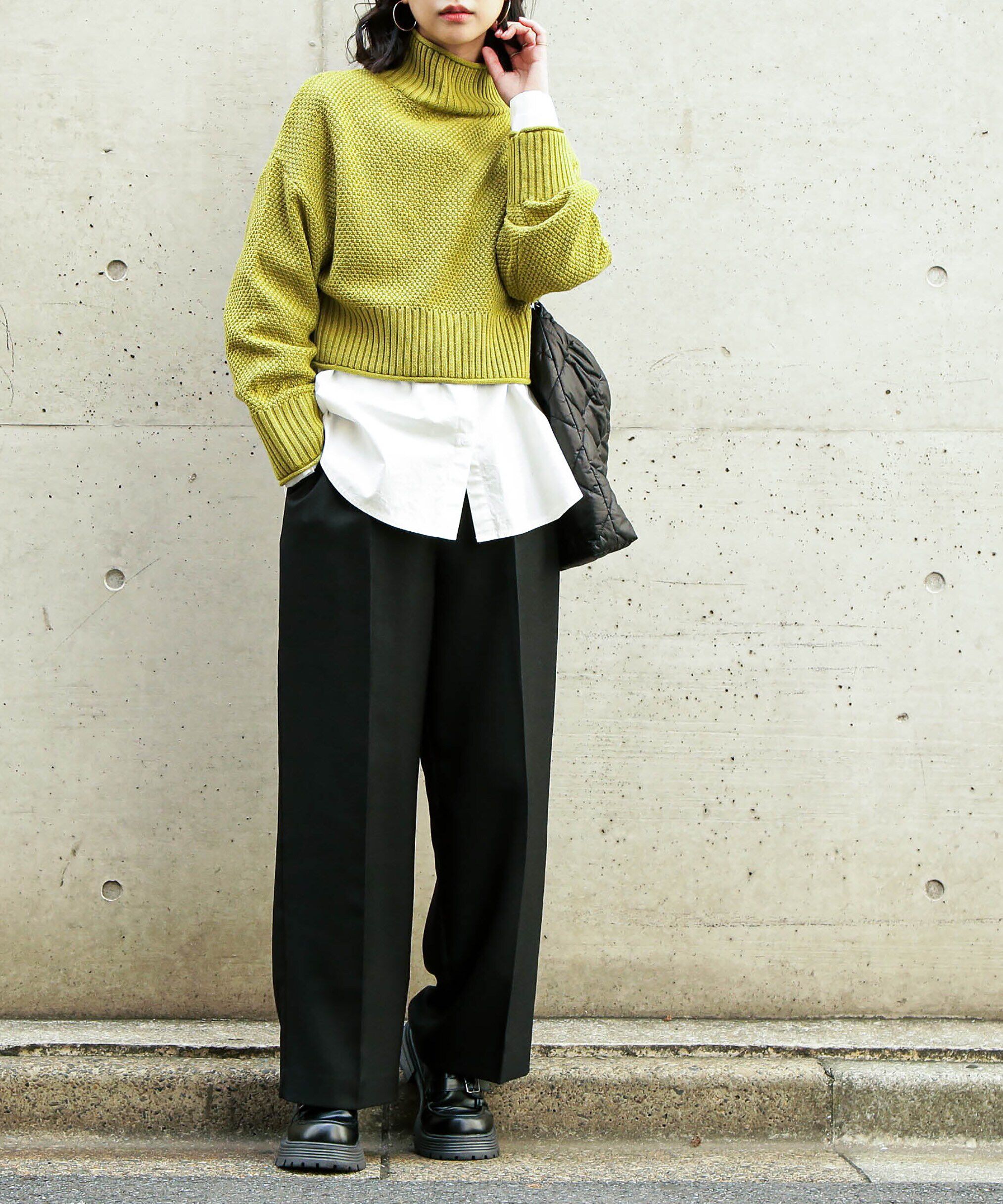  「4者混鹿の子ショート丈タートルネックニット」|ニット・セーター|