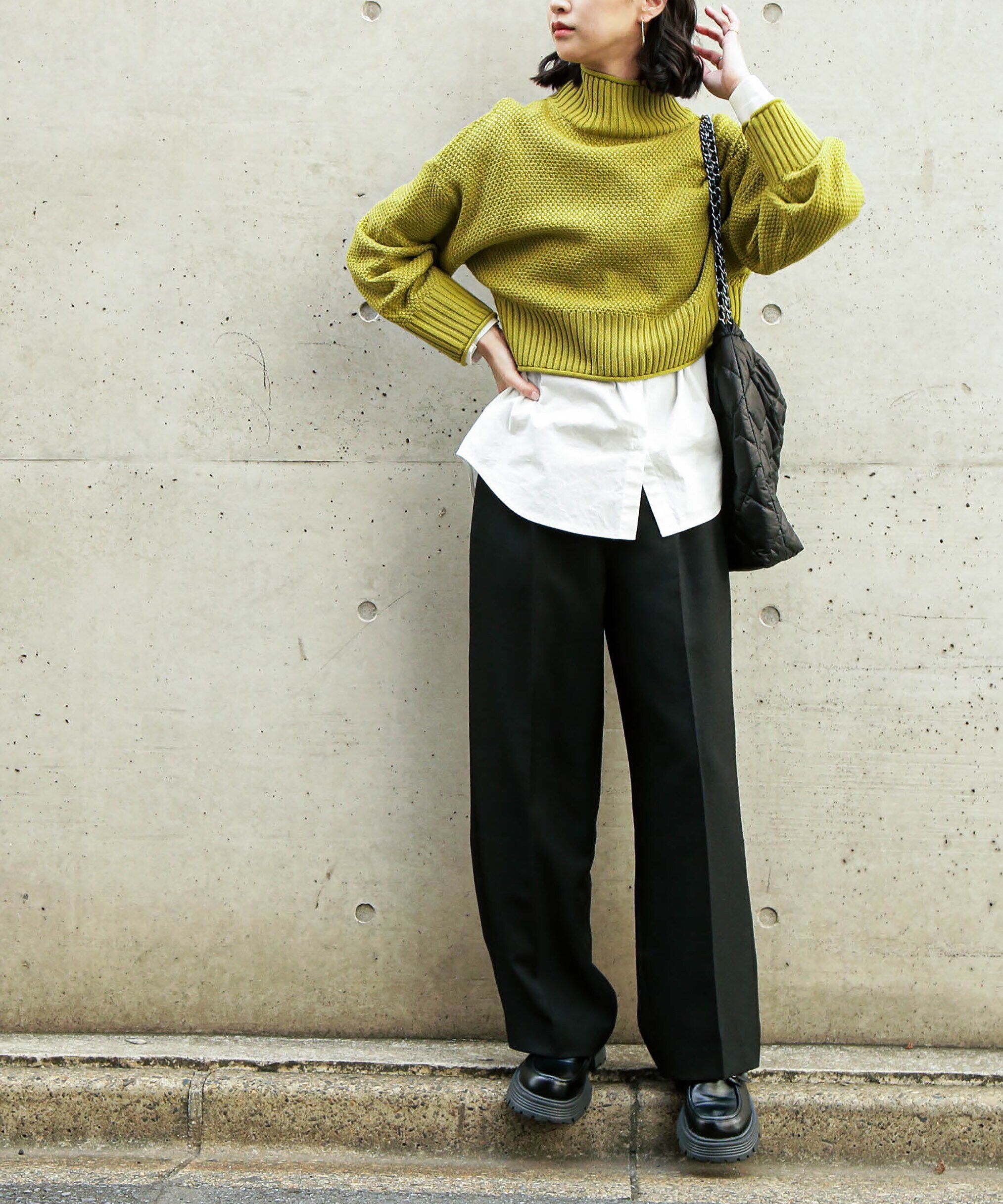  「4者混鹿の子ショート丈タートルネックニット」|ニット・セーター|