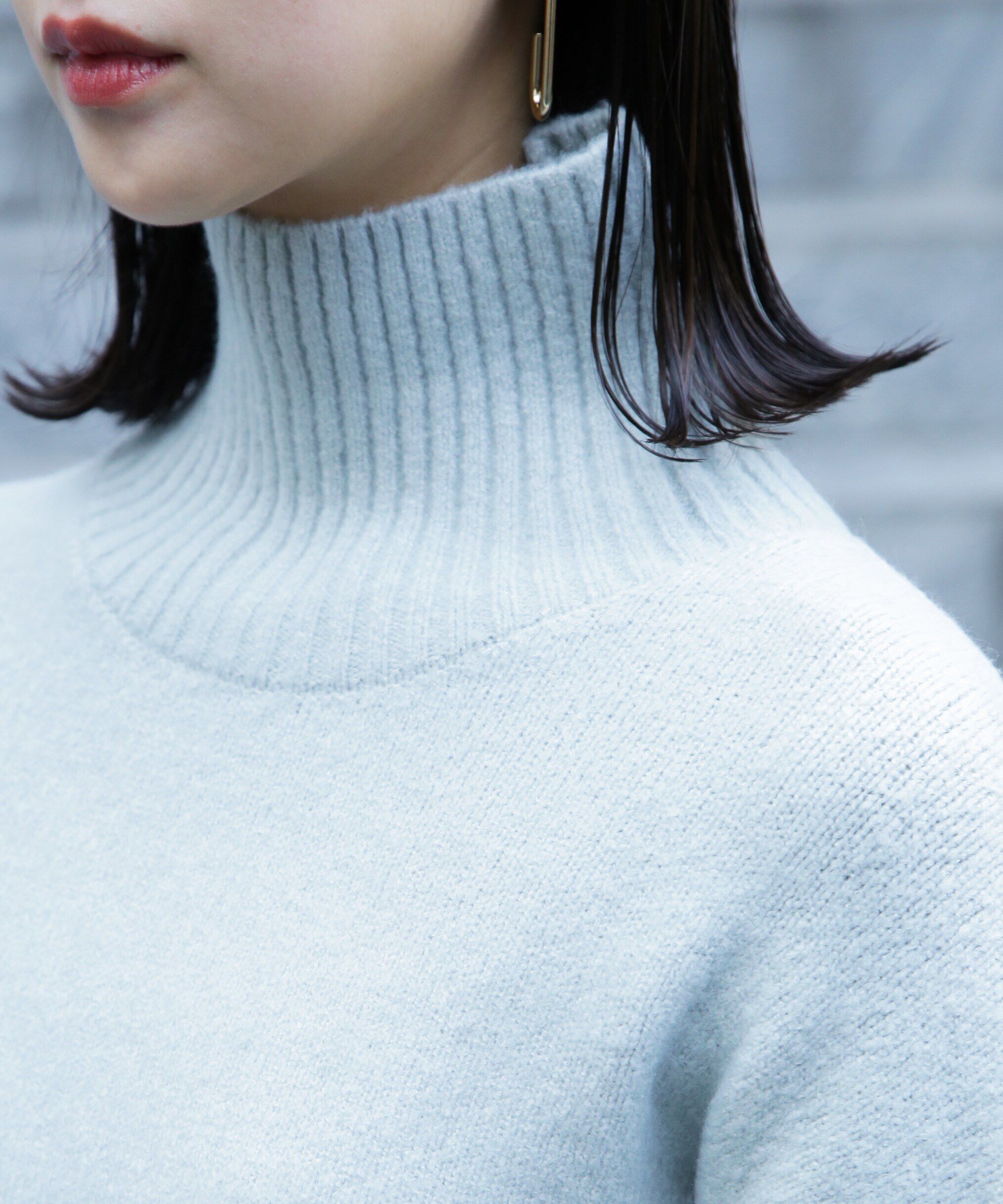  「ブークレハイネックチュニックニット」|ニット・セーター|