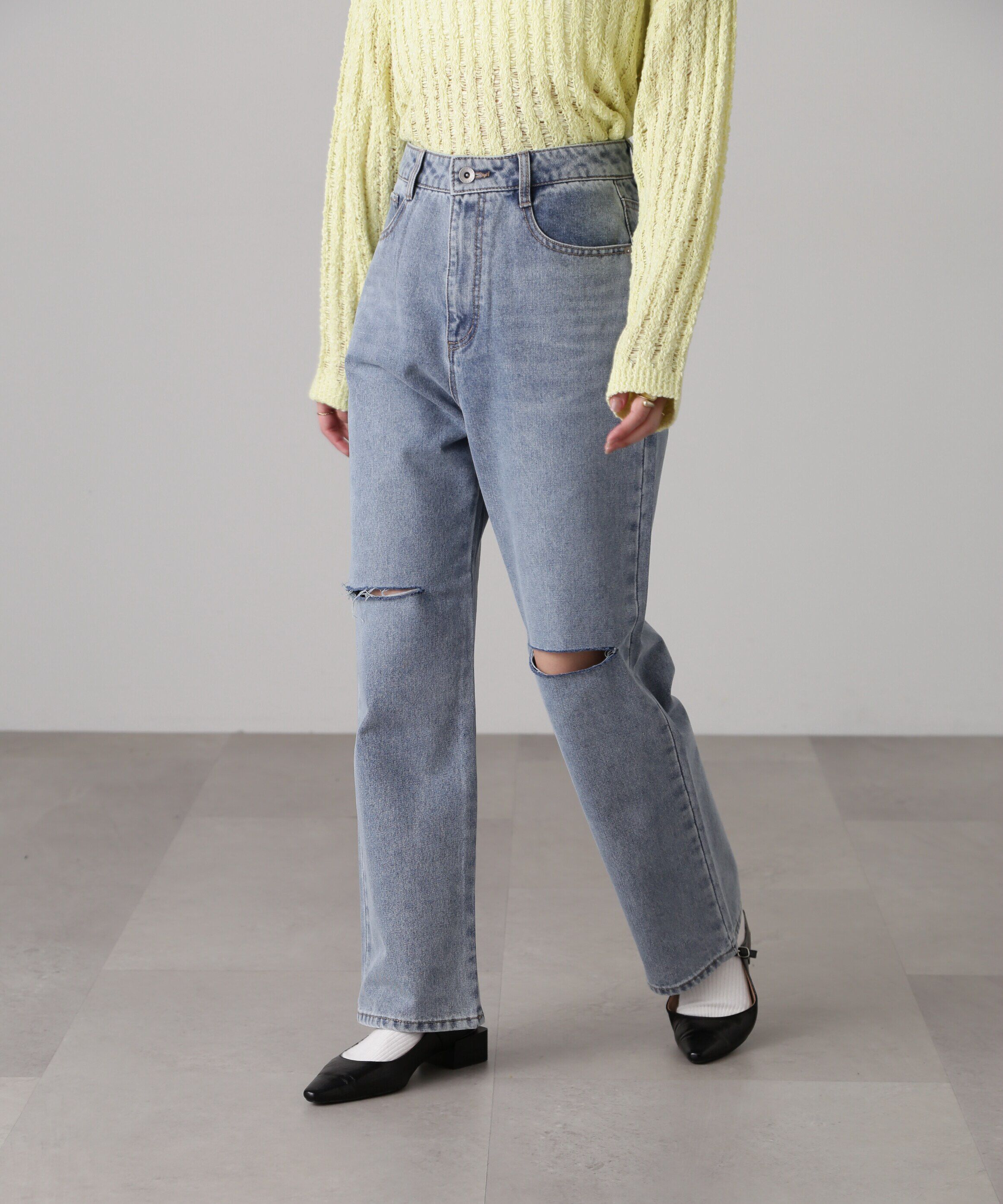  「[低身長サイズ/Sシリーズ]ニーカットストレートデニムパンツ」|その他|