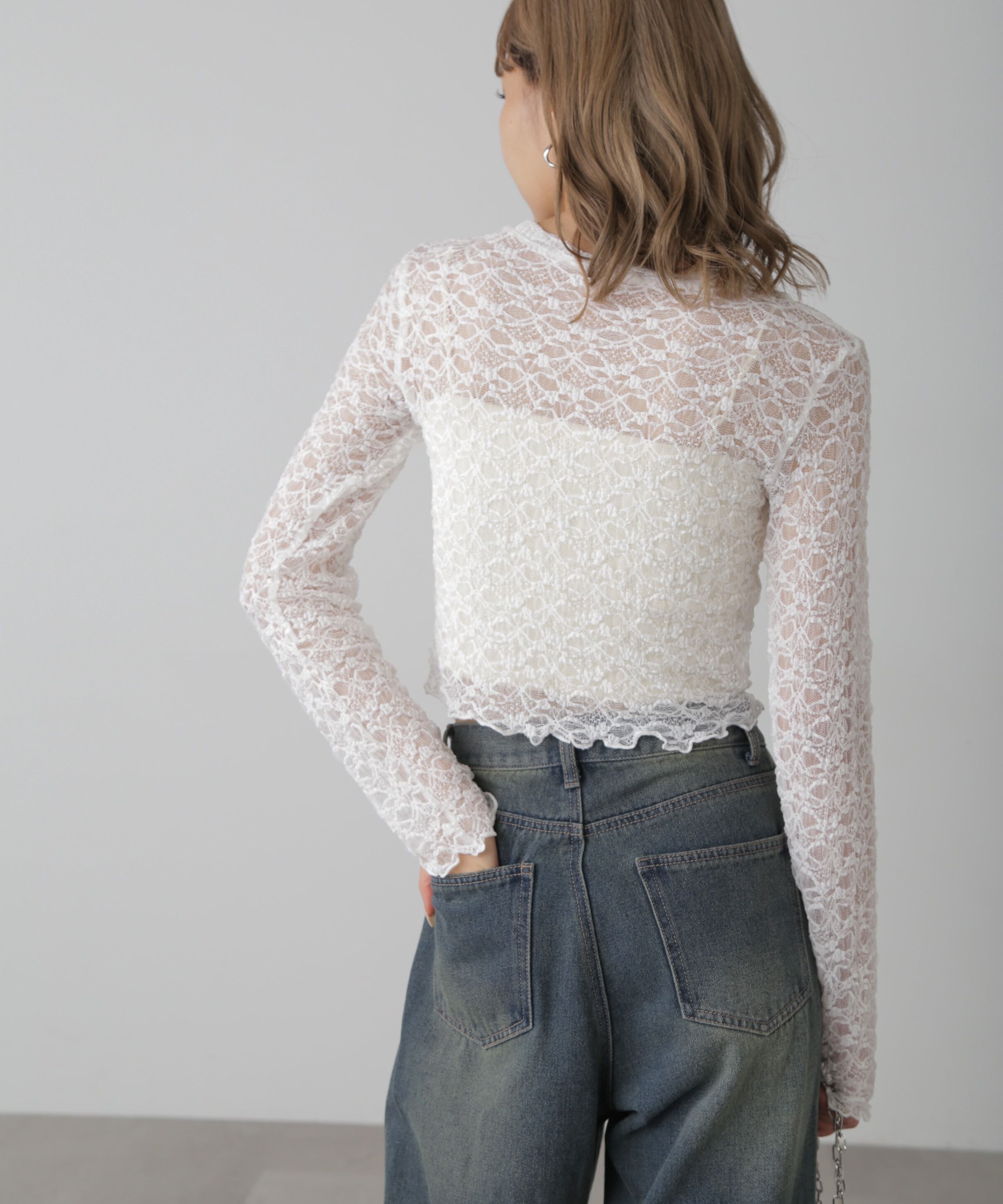  「ショート丈レーストップス」|Tシャツ・カットソー|