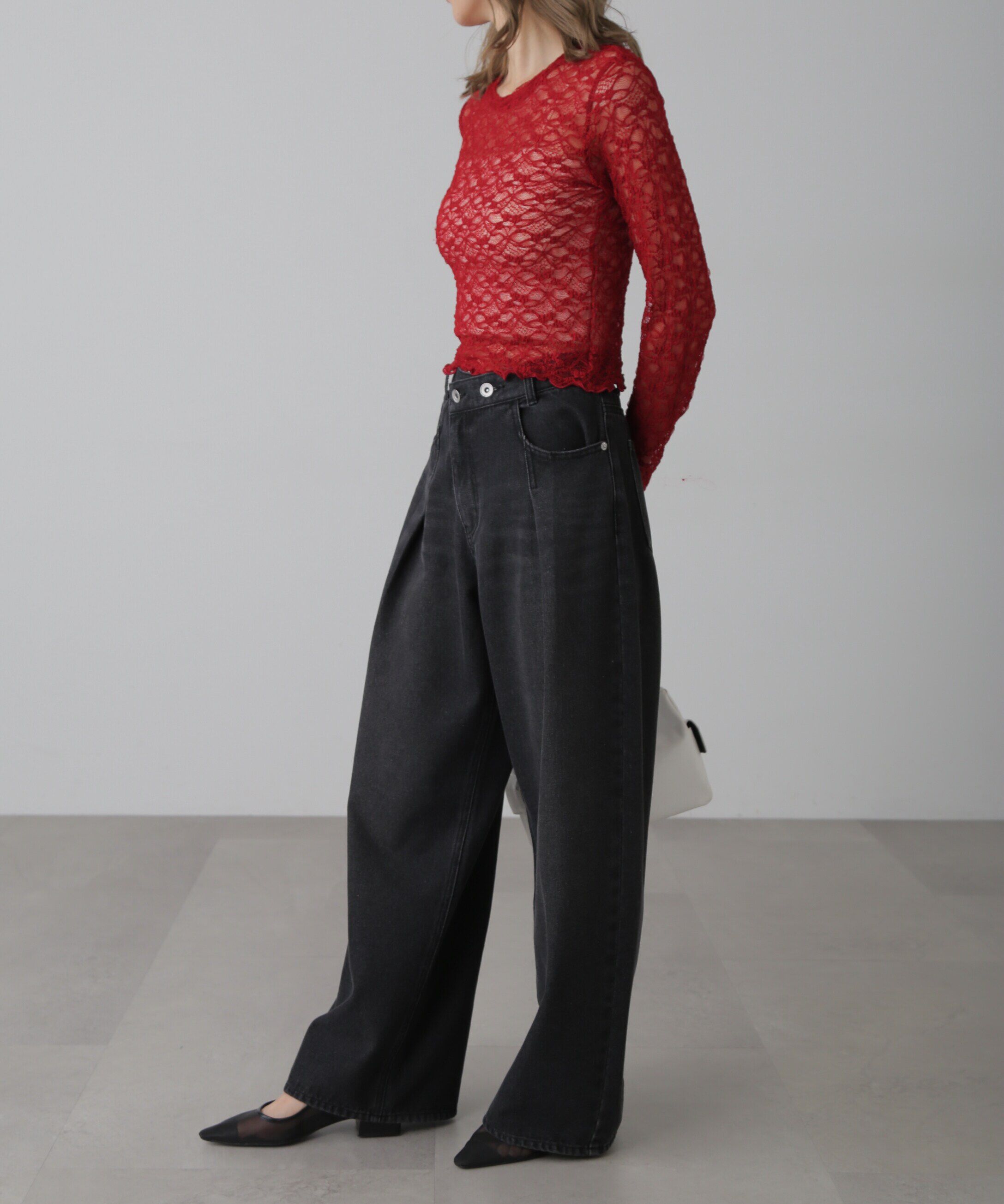  「ショート丈レーストップス」|Tシャツ・カットソー|