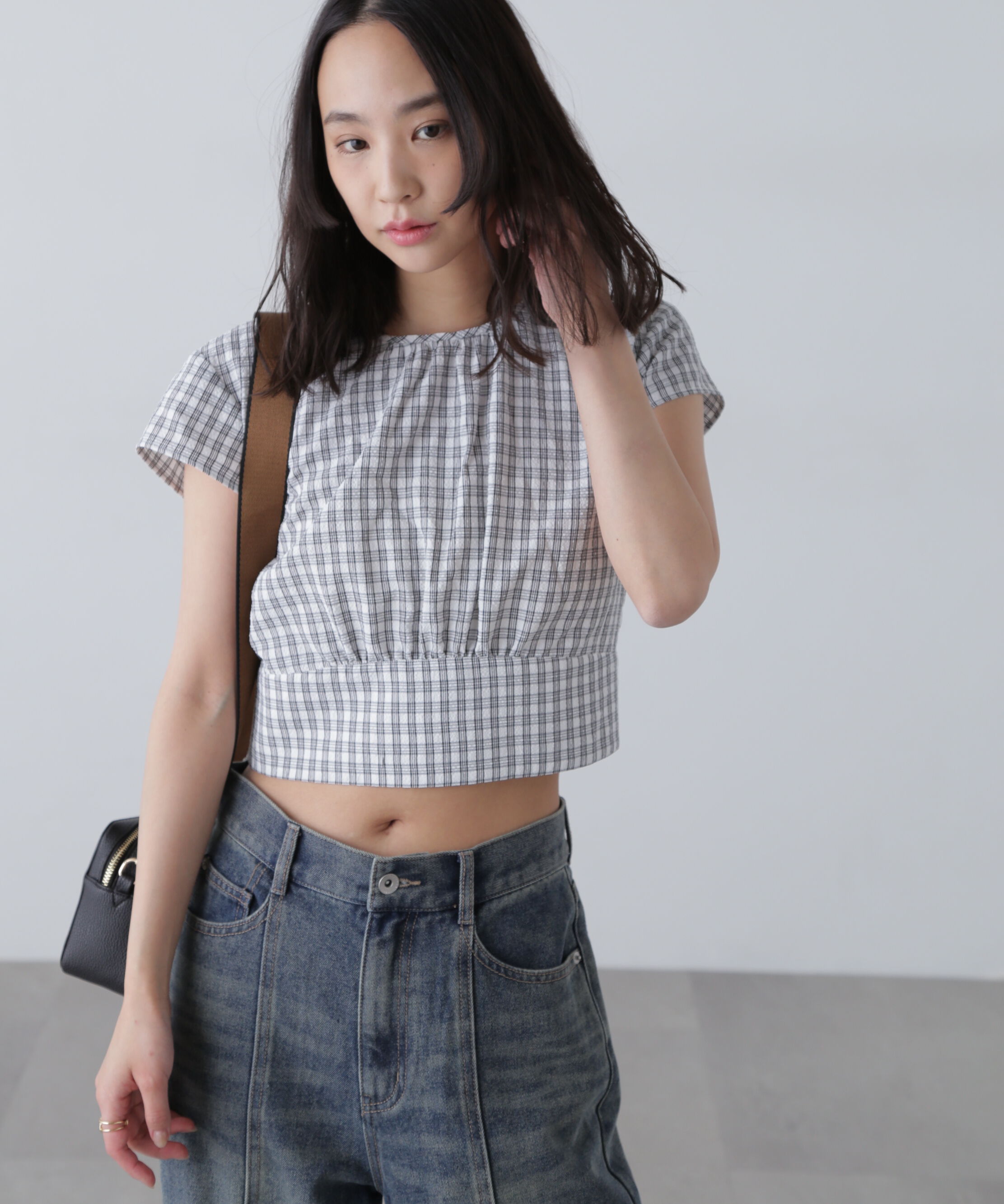  「バックリボンフレンチブラウス」|シャツ・ブラウス|ブラックチェ 1