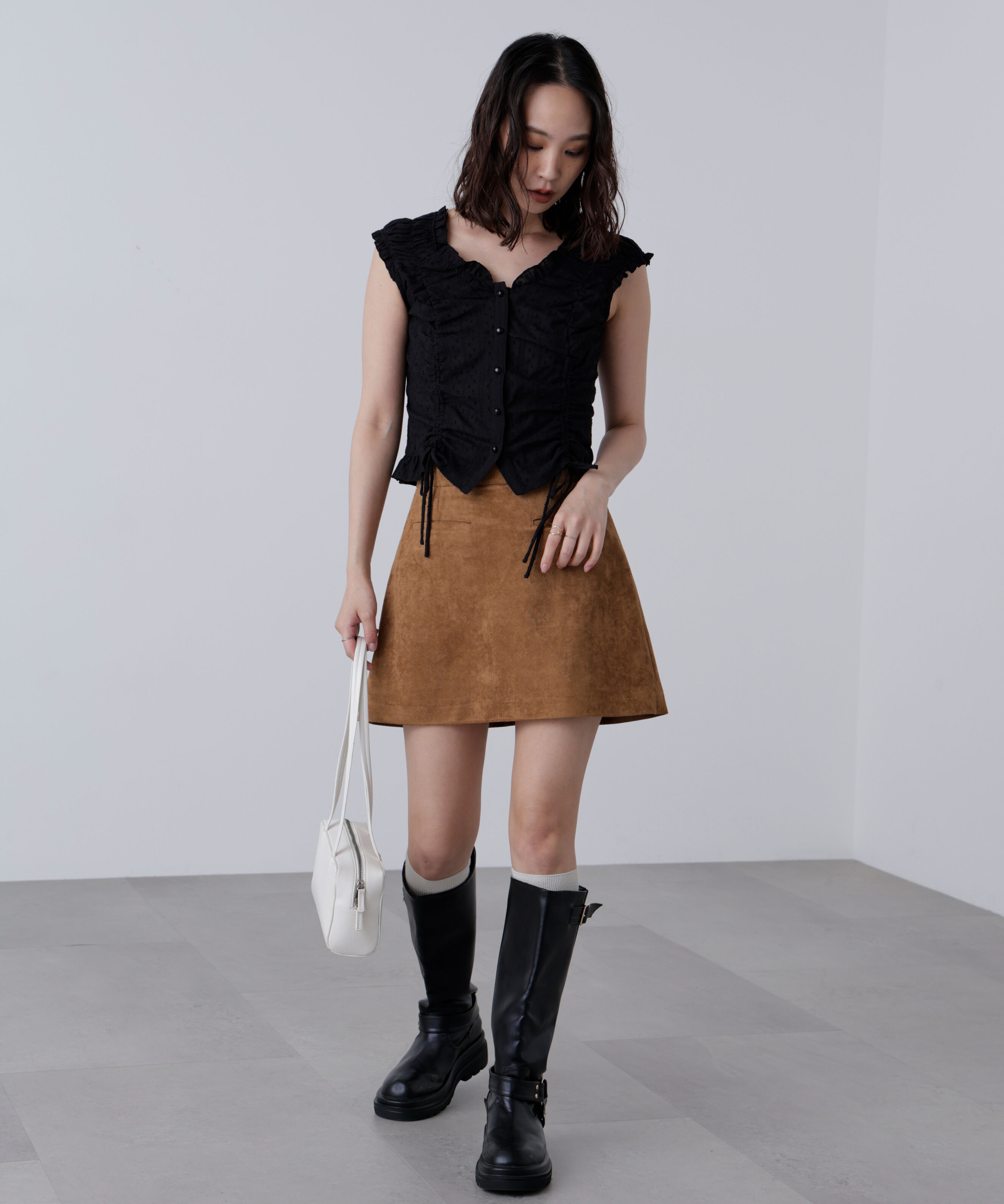  「ドロストリボンフレンチブラウス」|シャツ・ブラウス|