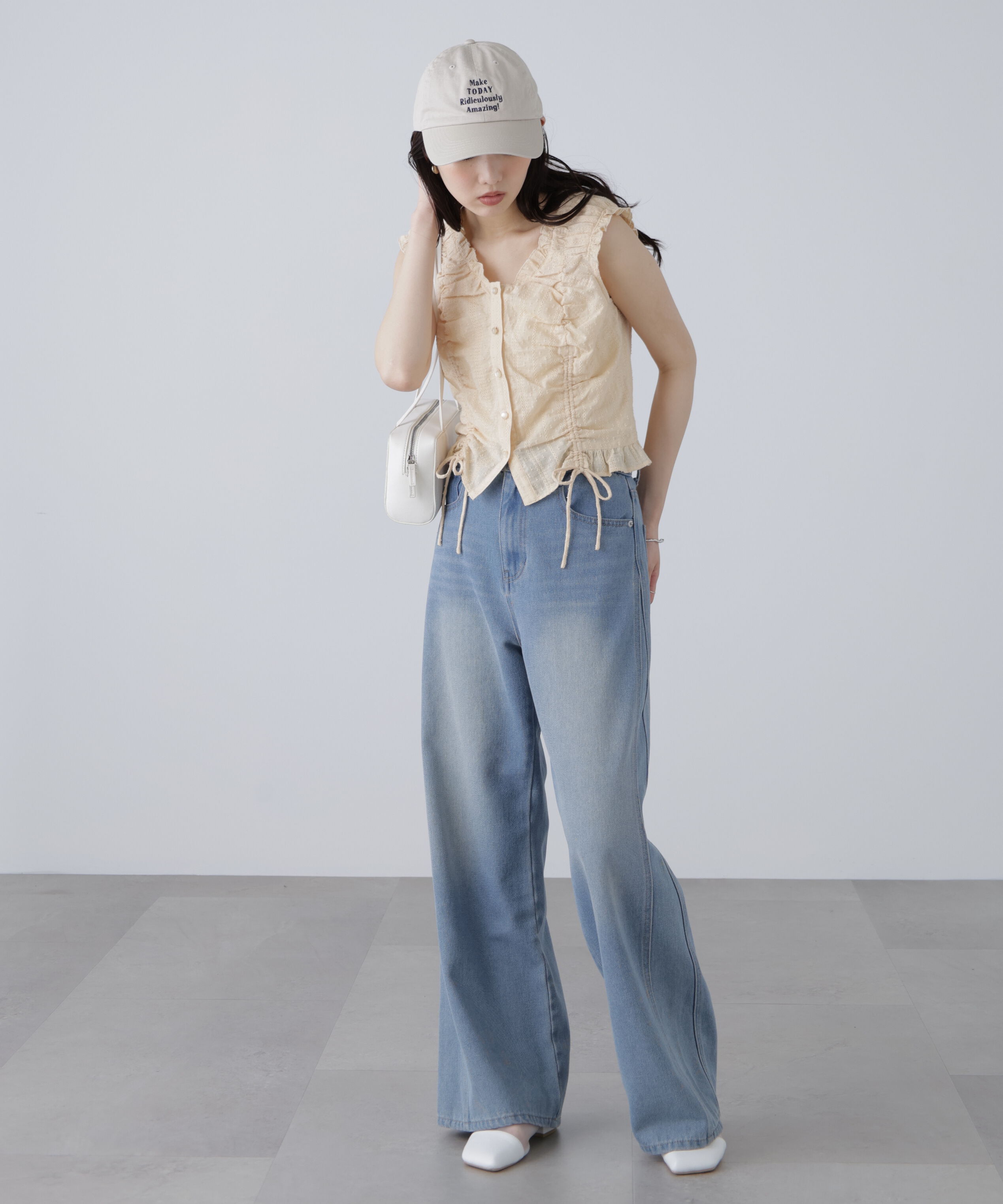  「ドロストリボンフレンチブラウス」|シャツ・ブラウス|