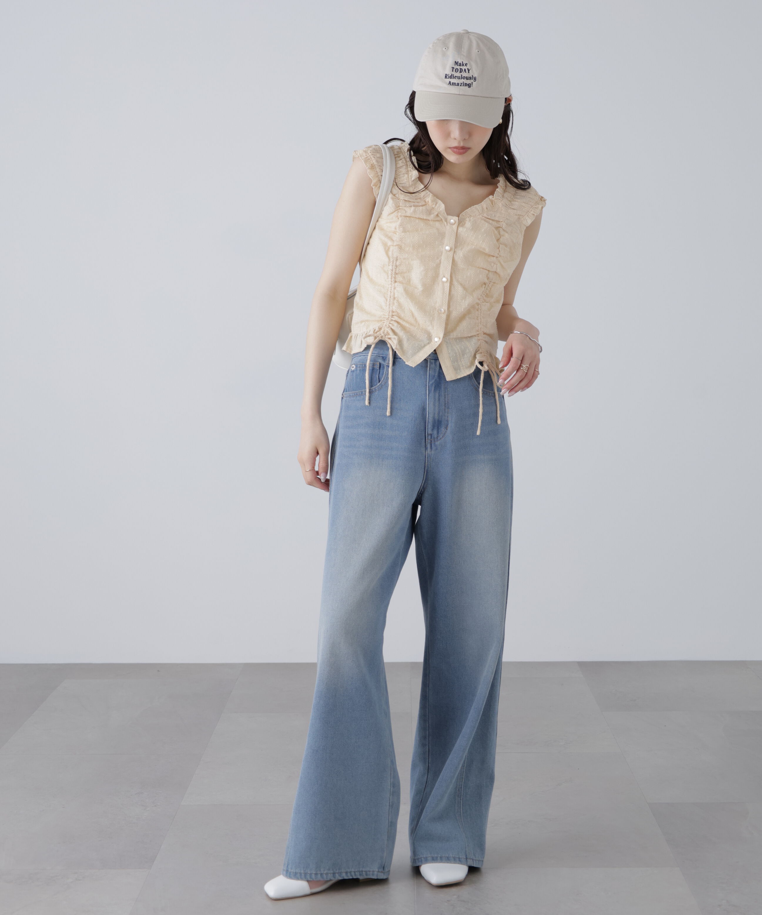  「ドロストリボンフレンチブラウス」|シャツ・ブラウス|