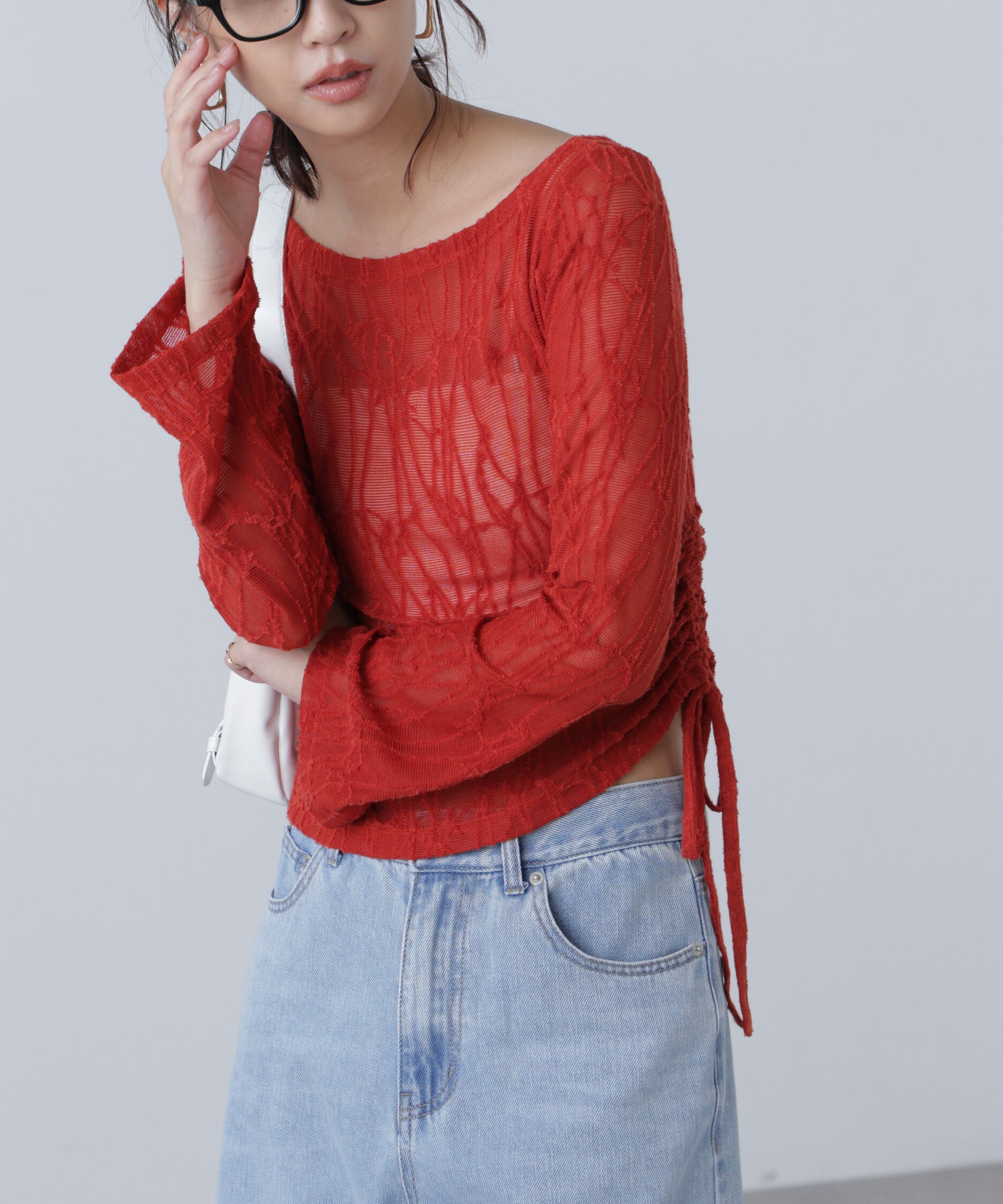  「シアージャガードドロストカットソー」|Tシャツ・カットソー|レッド