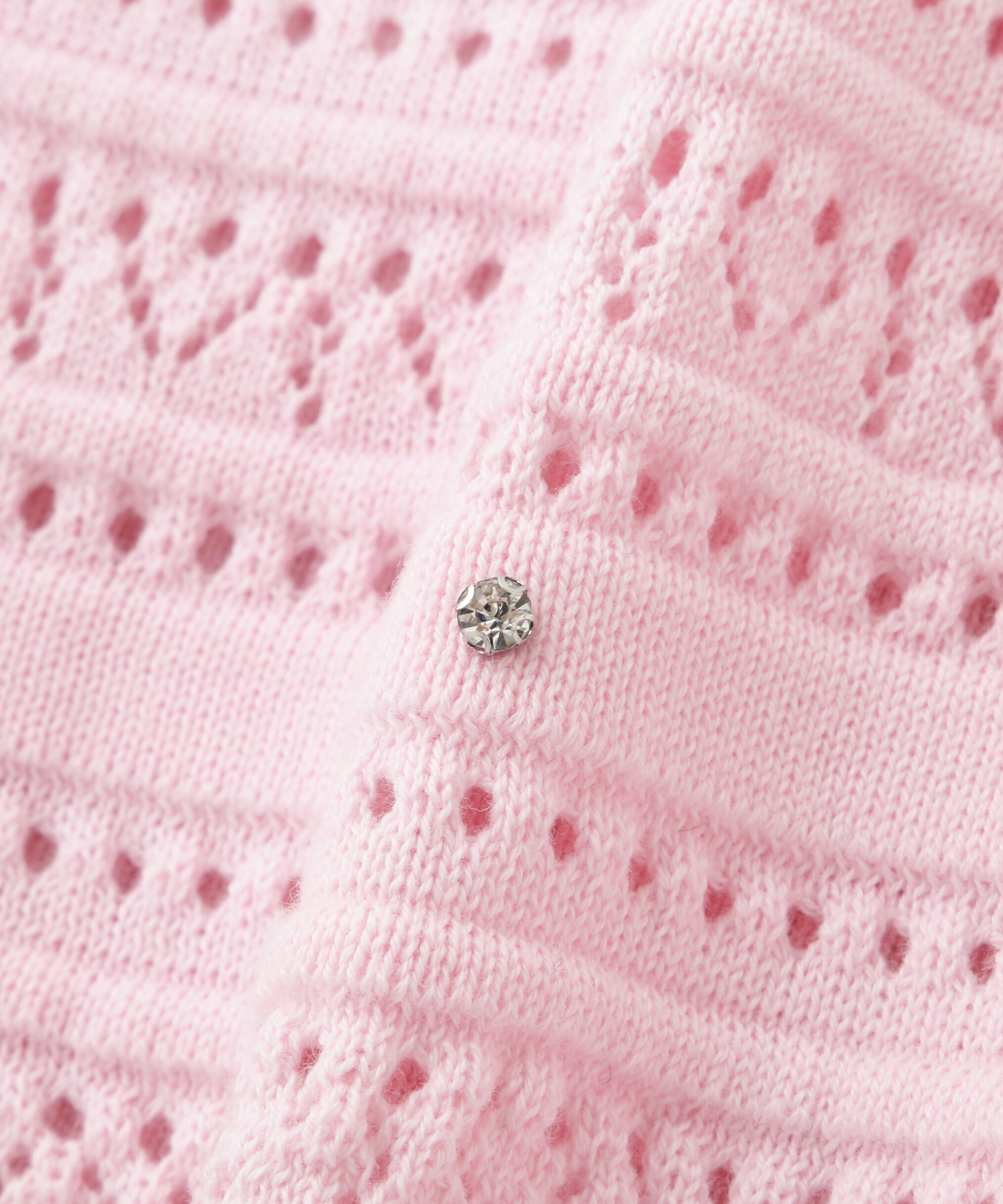  「ビジュー付きカギ編みアンサンブル」|ニット・セーター|