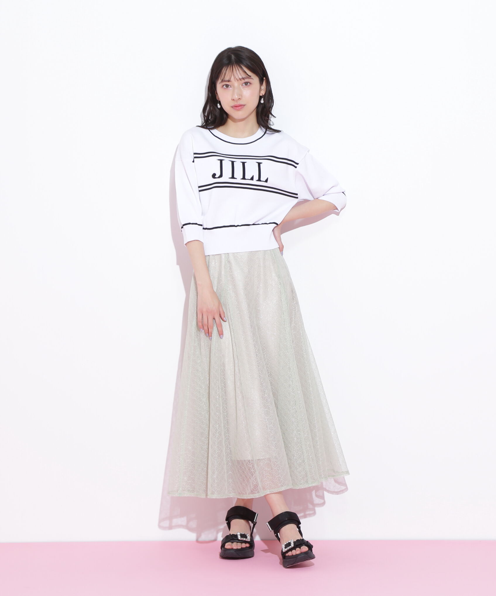  「シャイニーレースフレアスカート」|スカート|