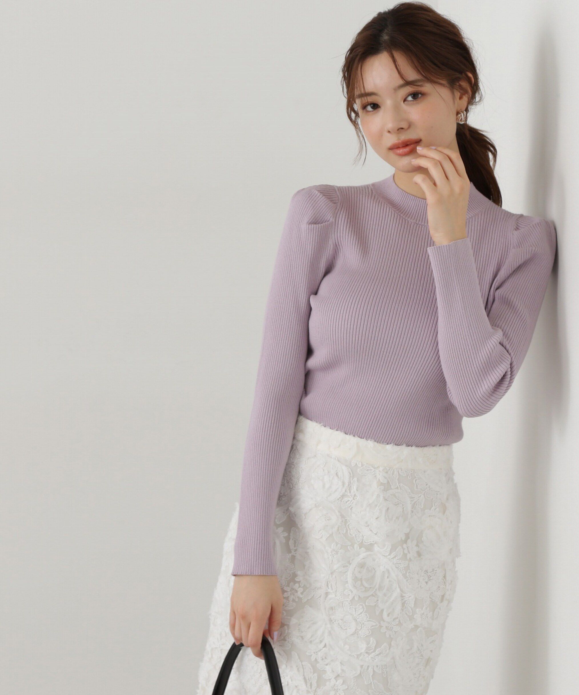 PROPORTION BODY DRESSING「パワーショルダーニット」|ニット・セーター|ラベンダー