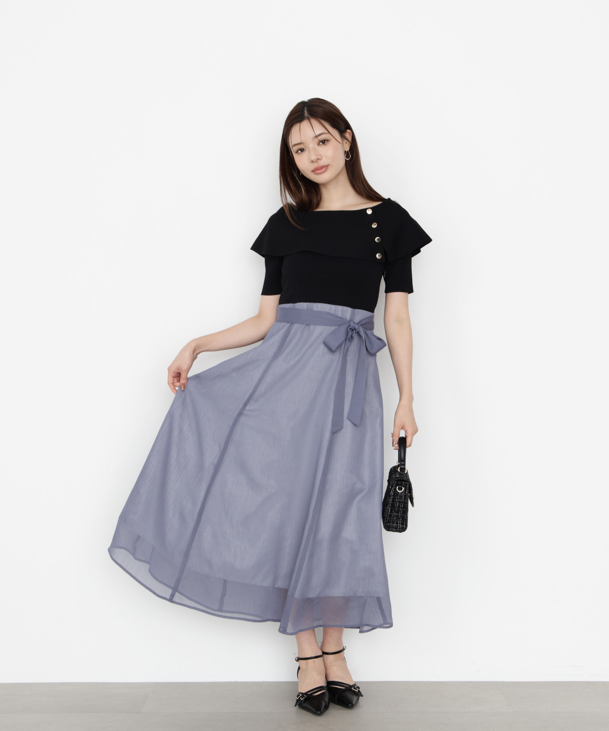 PROPORTION BODY DRESSING「ケープ風ニットドッキングワンピース」|ワンピース|