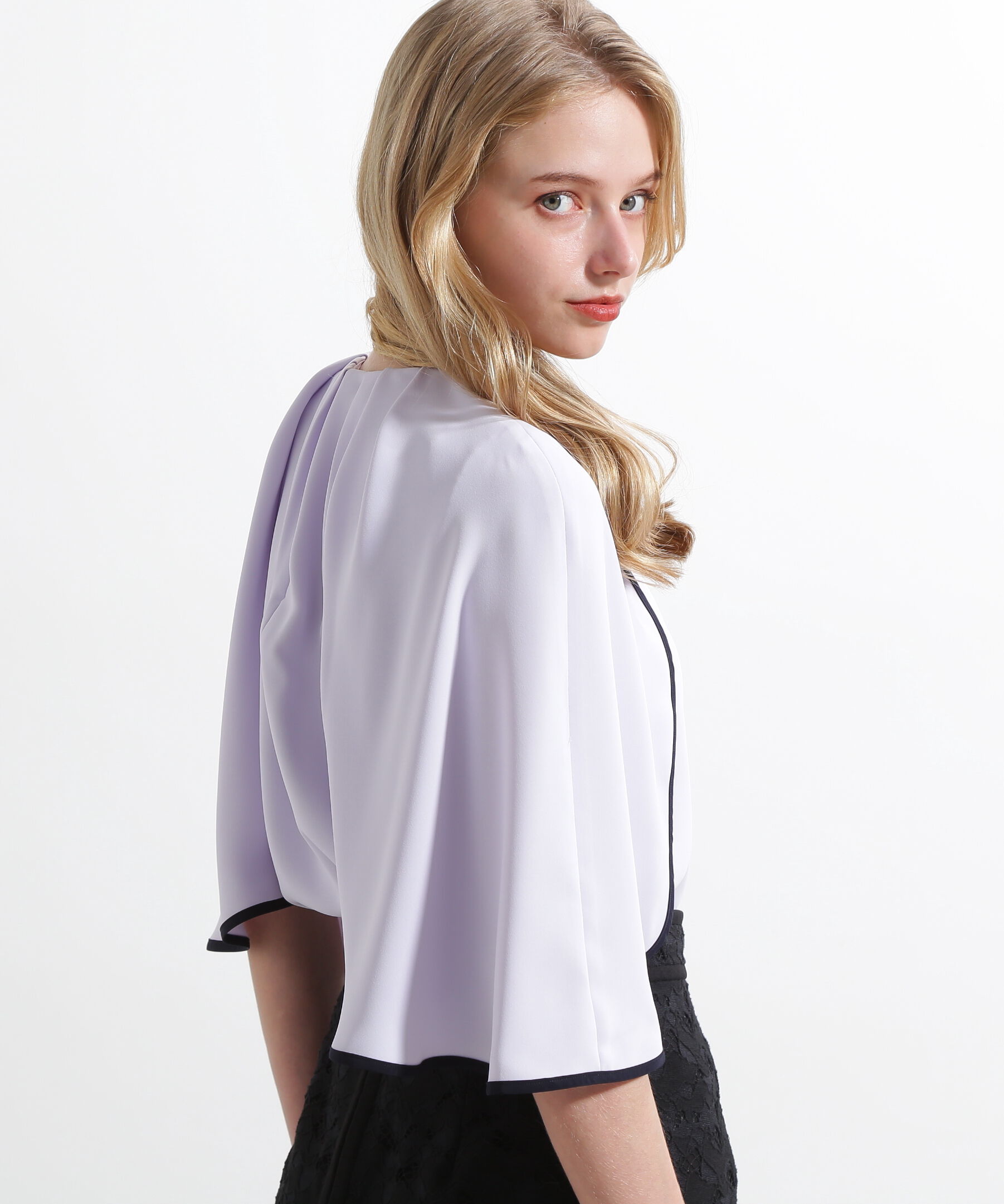  「◆バイカラーケープブラウス」|シャツ・ブラウス|