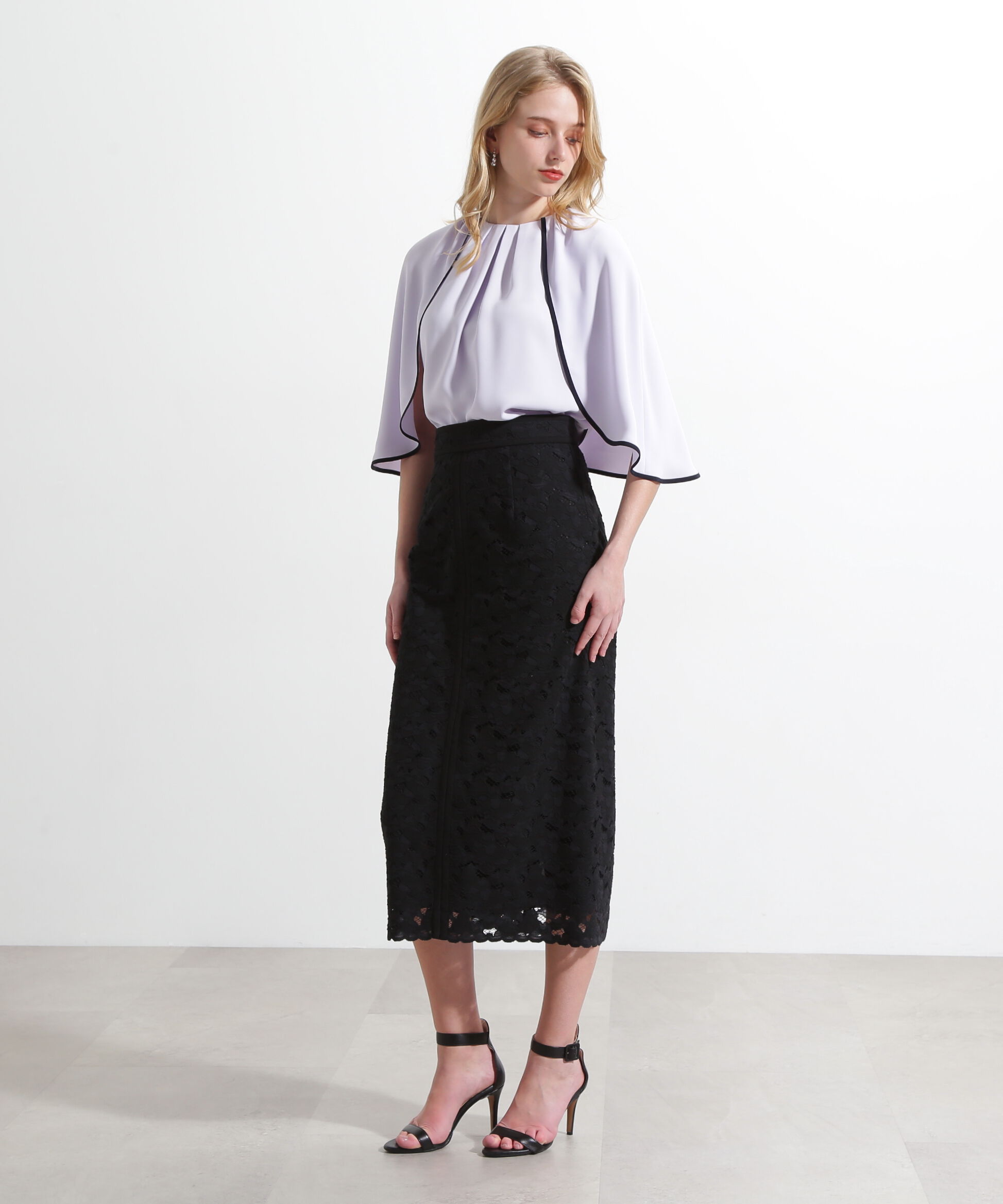  「◆バイカラーケープブラウス」|シャツ・ブラウス|