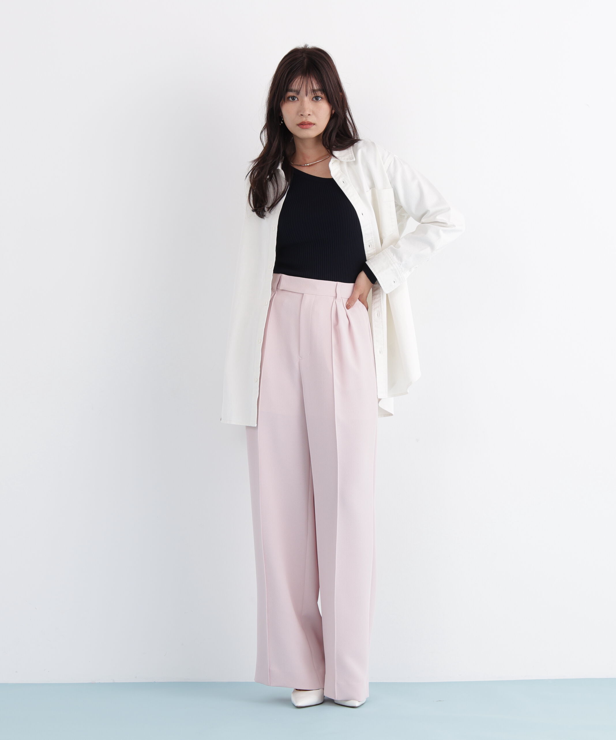  「ネックリボンデニムシャツ」|シャツ・ブラウス|