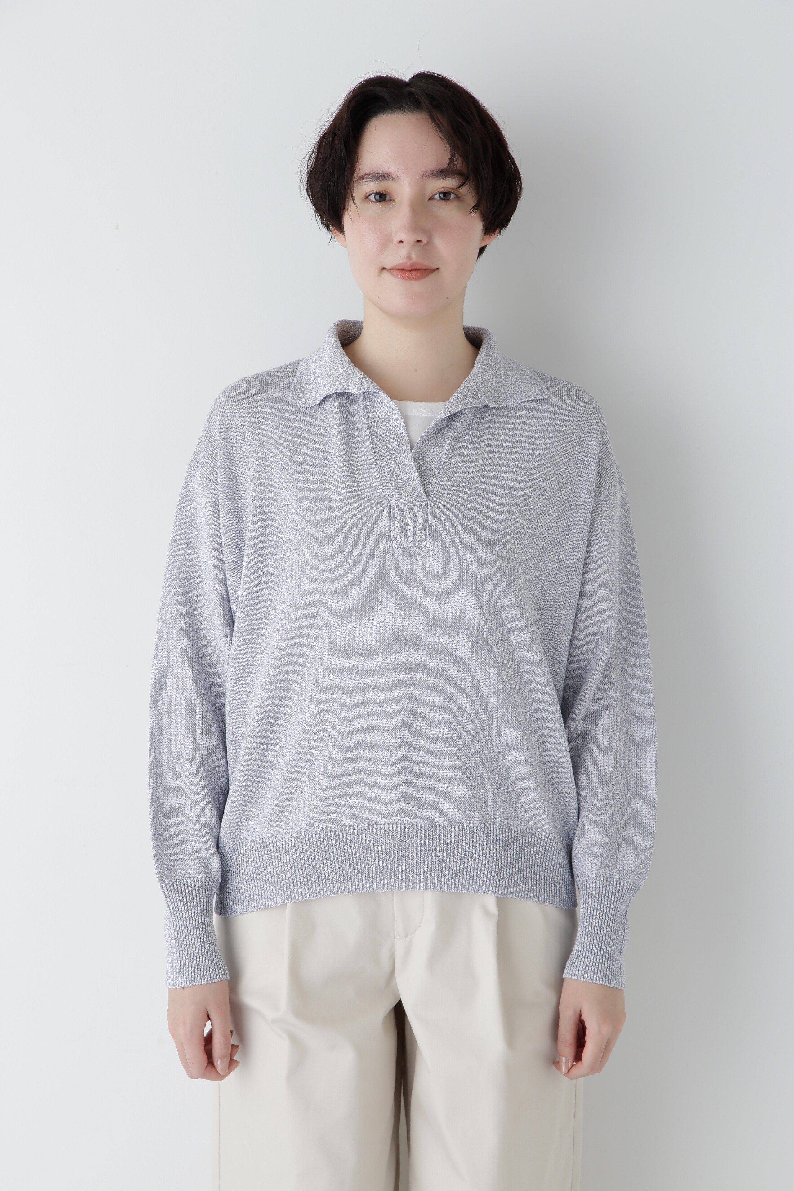  「◆【ウォッシャブル】ペーパーヤーンセーラーカラートップス」|ニット・セーター|