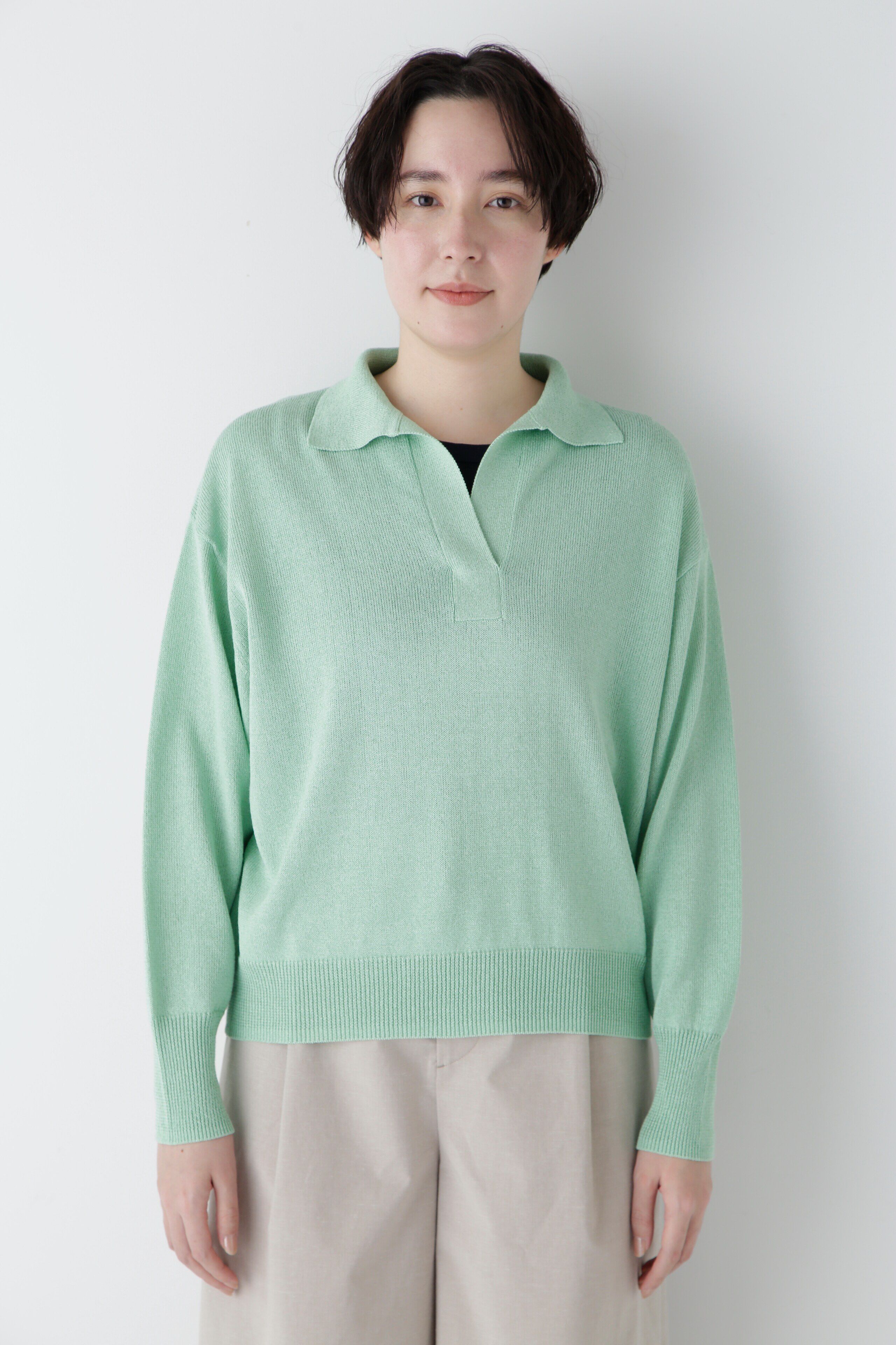  「◆【ウォッシャブル】ペーパーヤーンセーラーカラートップス」|ニット・セーター|